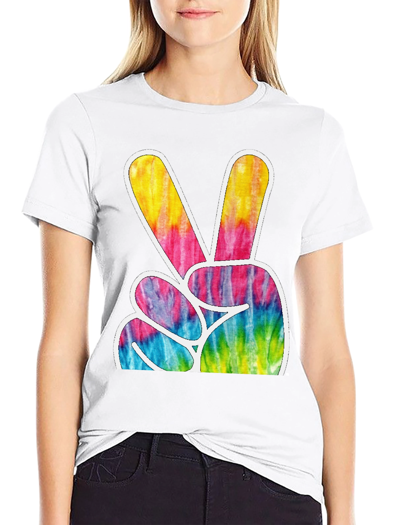 Retro Tie-Dye Peace Sign Graphic T-Shirt