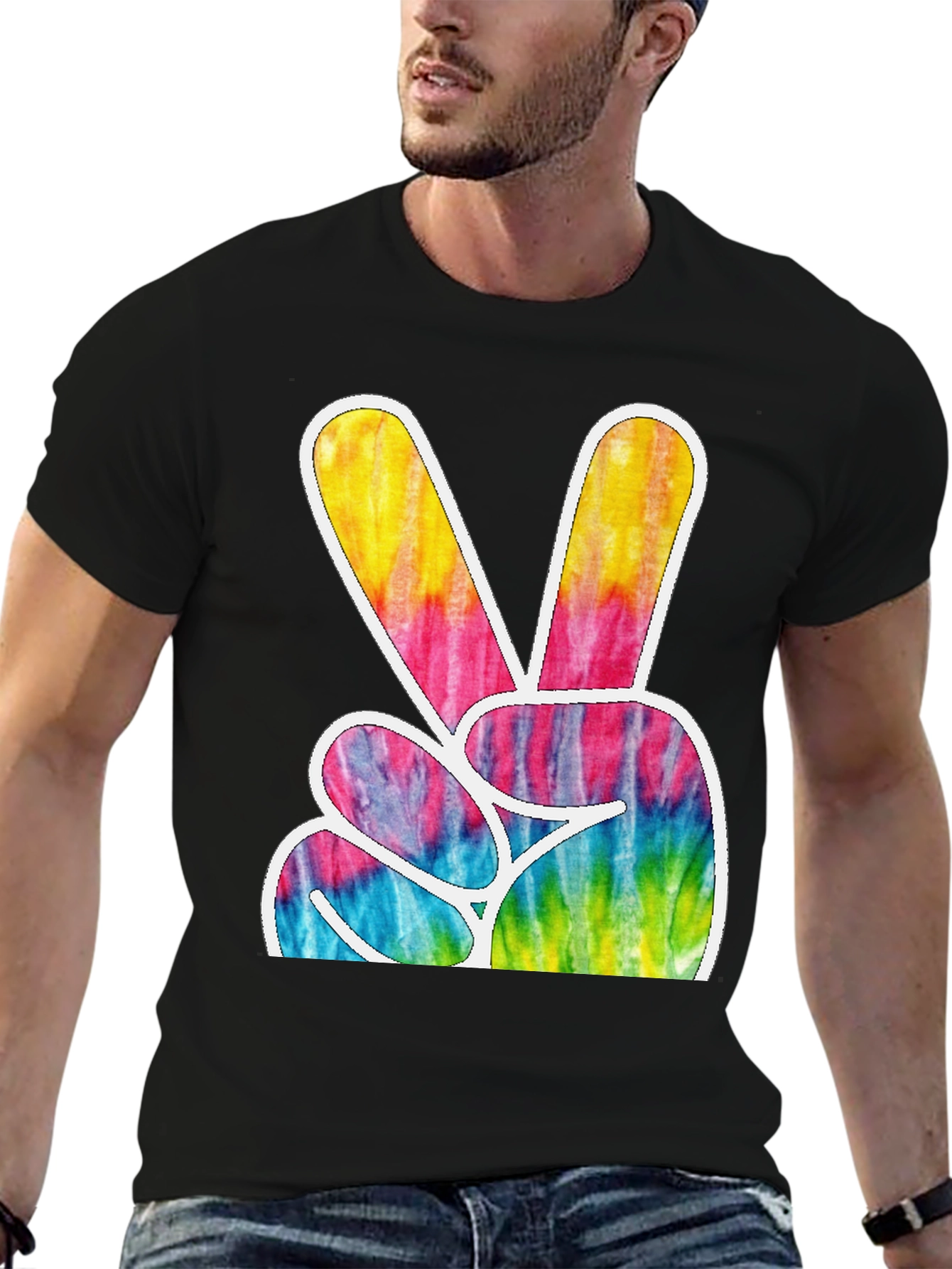 Retro Tie-Dye Peace Sign Graphic T-Shirt