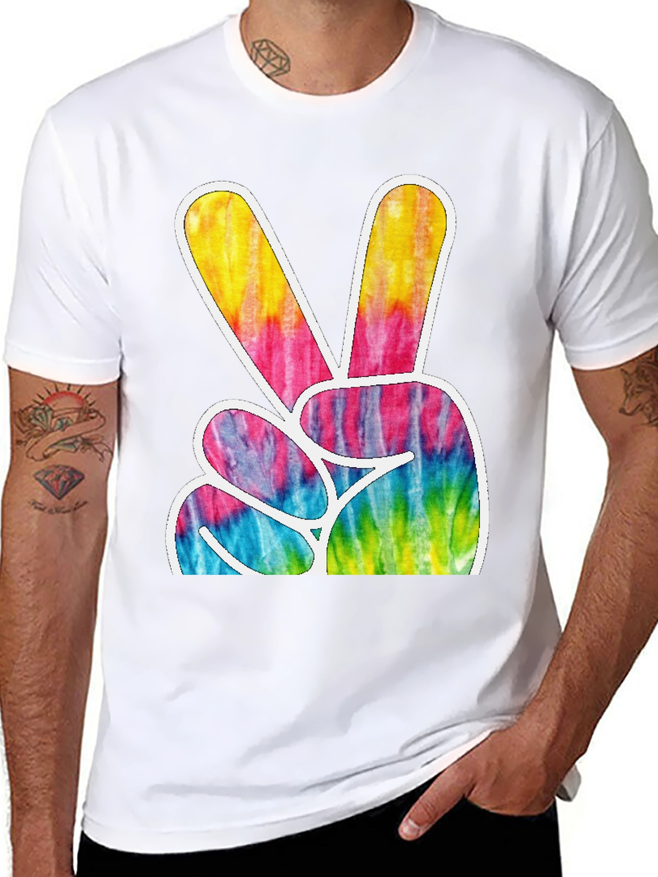 Retro Tie-Dye Peace Sign Graphic T-Shirt