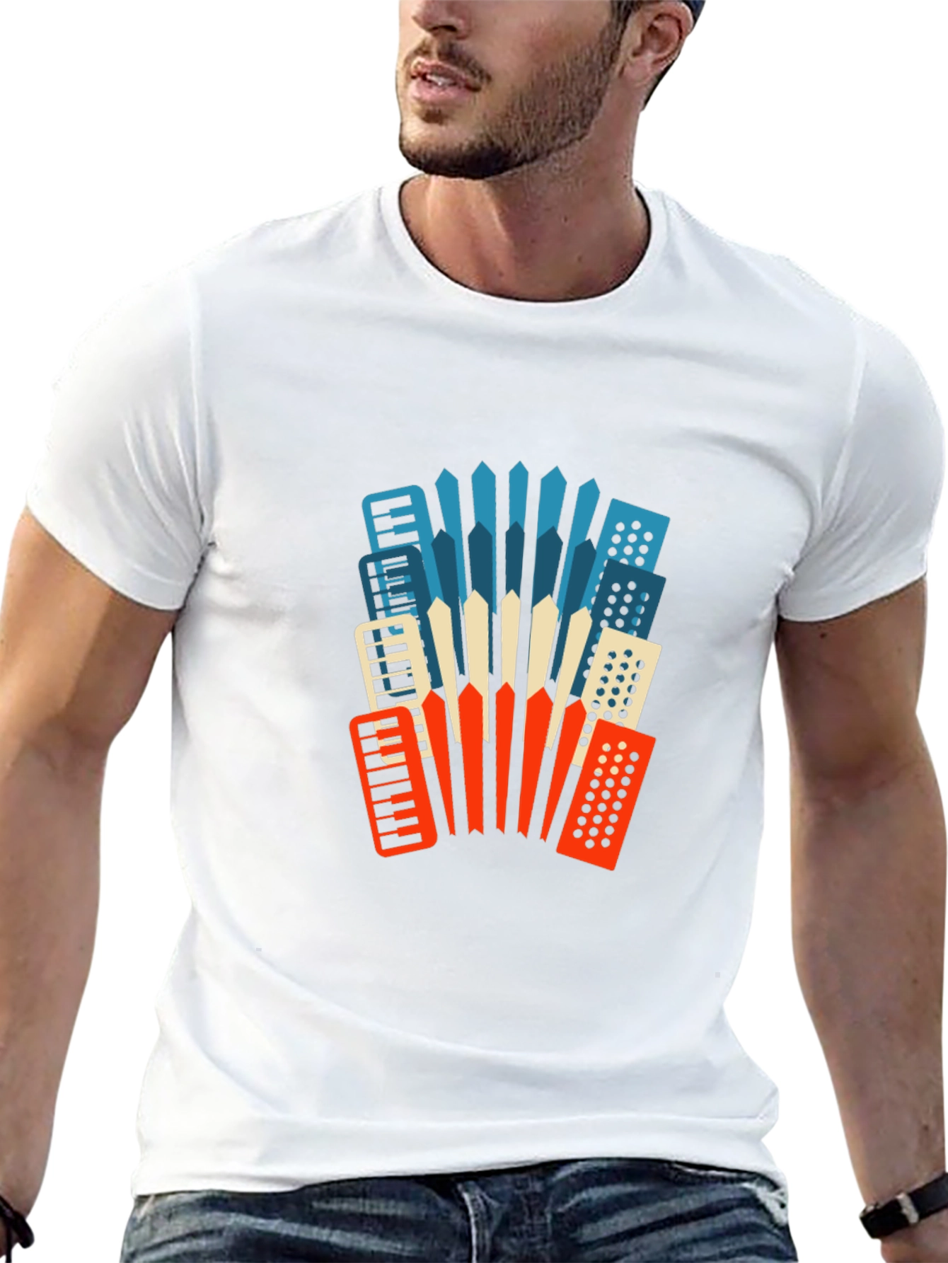 Accordion Graphic Print Black T-Shirt