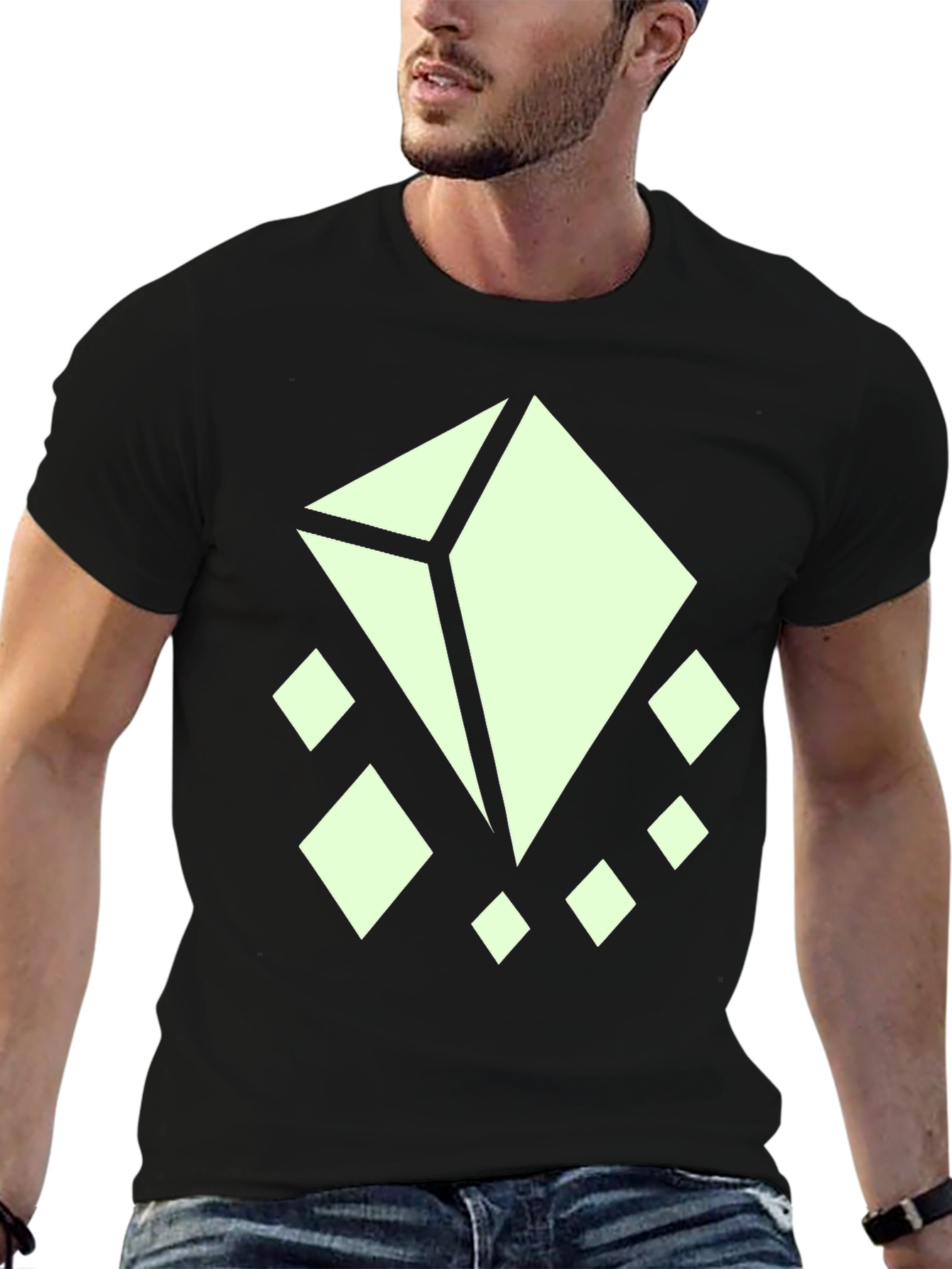Abstract Diamond Graphic Tee - Stylish Black T-Shirt