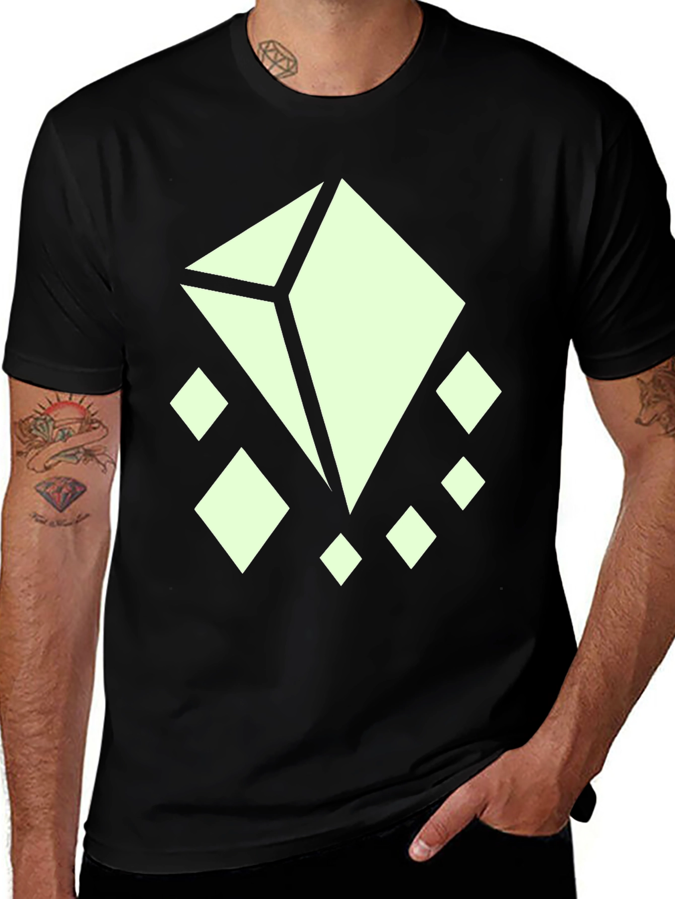 Abstract Diamond Graphic Tee - Stylish Black T-Shirt