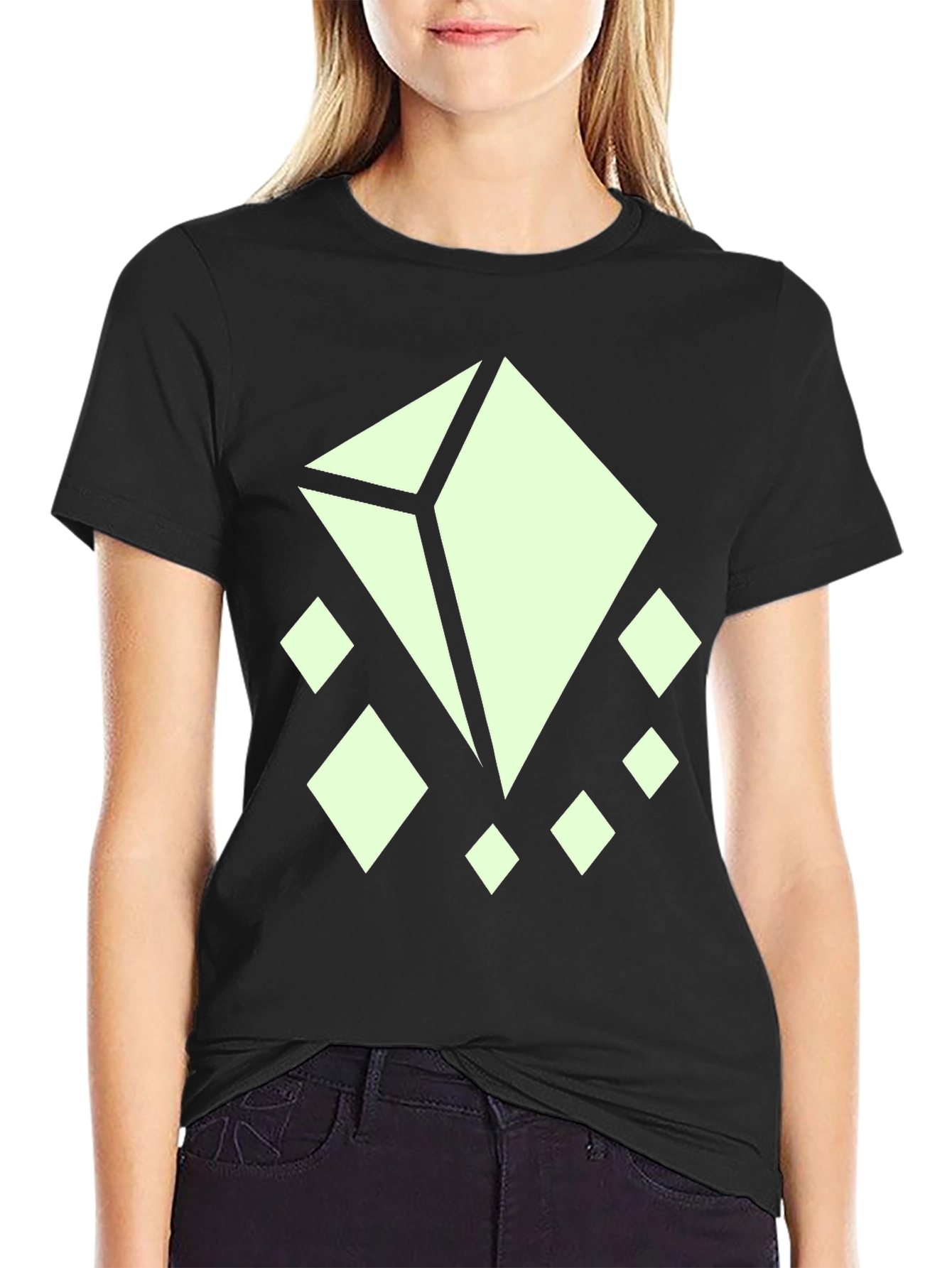 Abstract Diamond Graphic Tee - Stylish Black T-Shirt