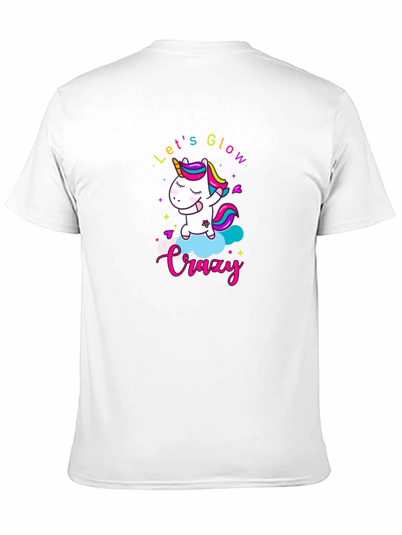 Lets Glow Crazy Unicorn Black T-Shirt