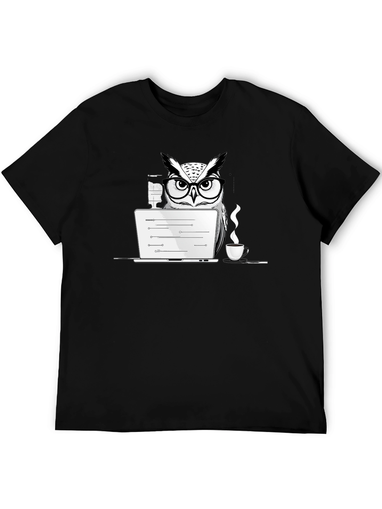 Owl Programmer T-Shirt - Coding with Coffee