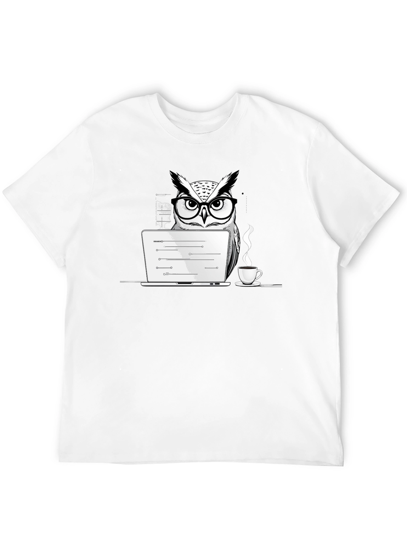 Owl Programmer T-Shirt - Coding with Coffee