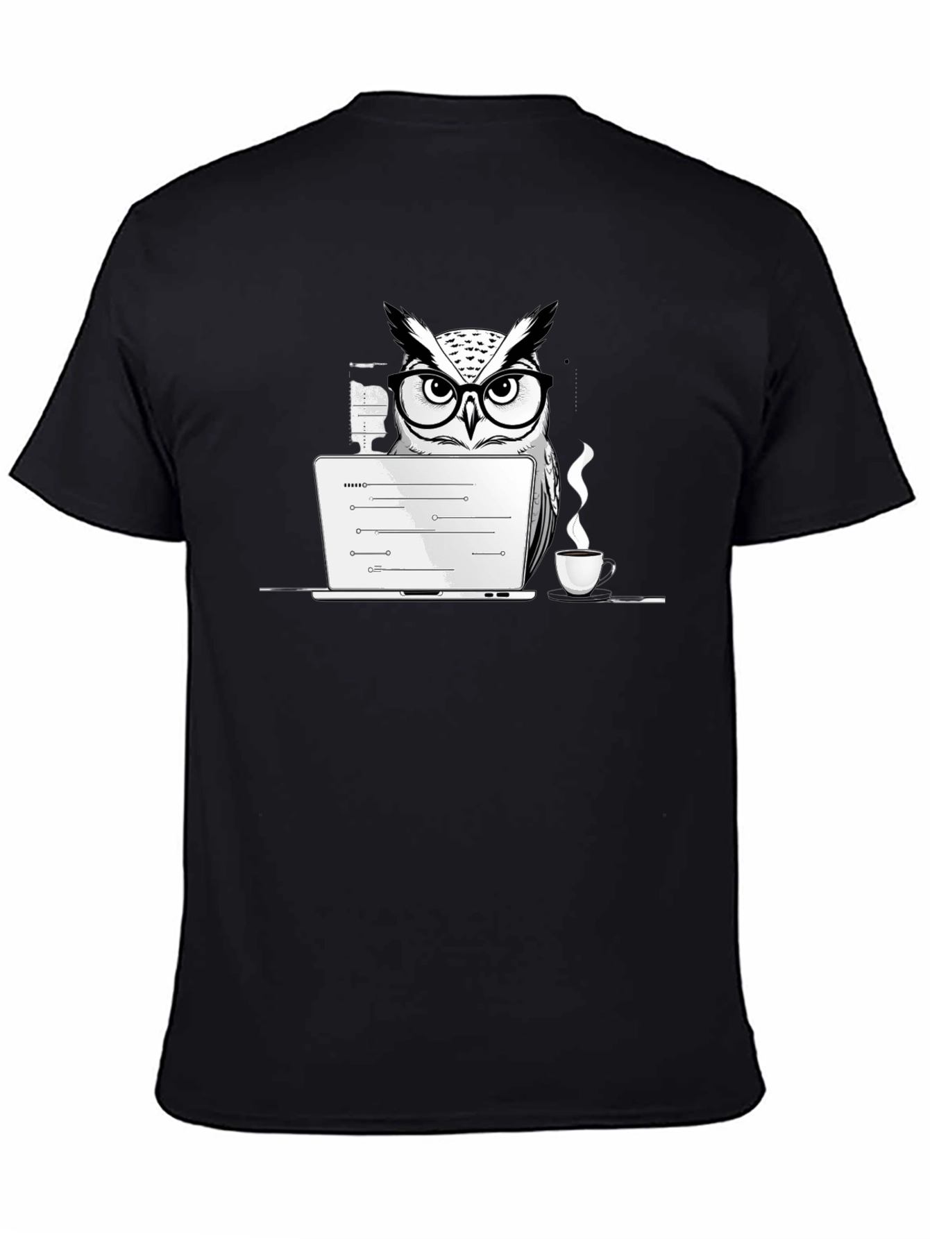 Owl Programmer T-Shirt - Coding with Coffee