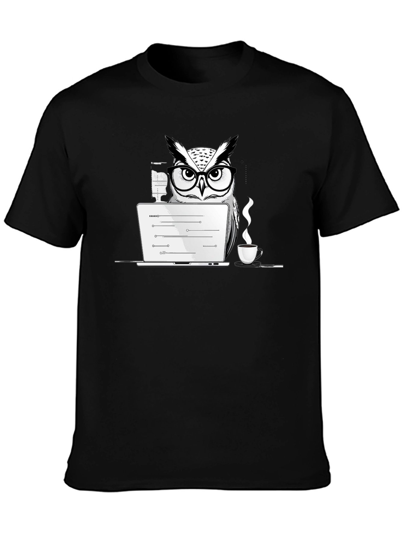 Owl Programmer T-Shirt - Coding with Coffee