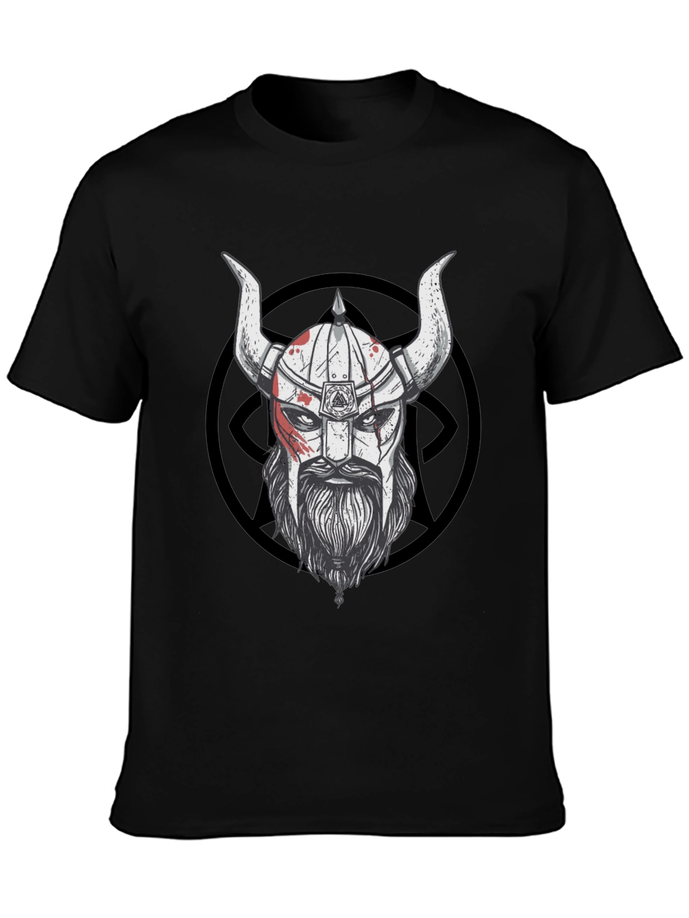 Viking Warrior Graphic Tee - Black Cotton Blend