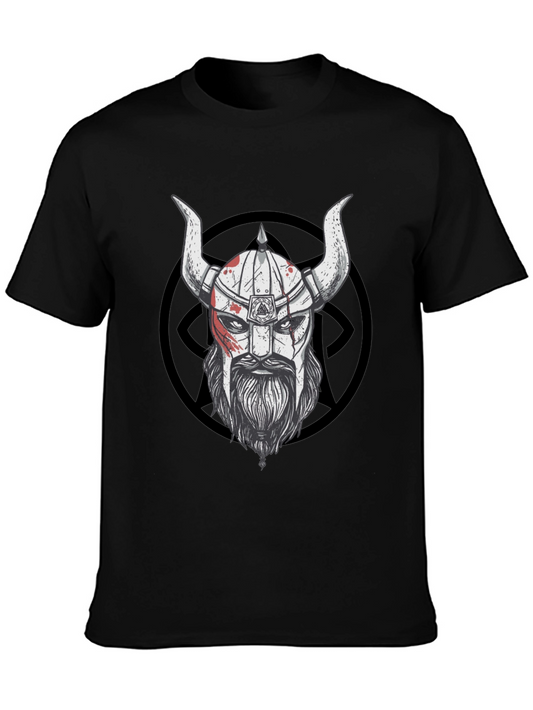 Viking Warrior Graphic Tee - Black Cotton Blend