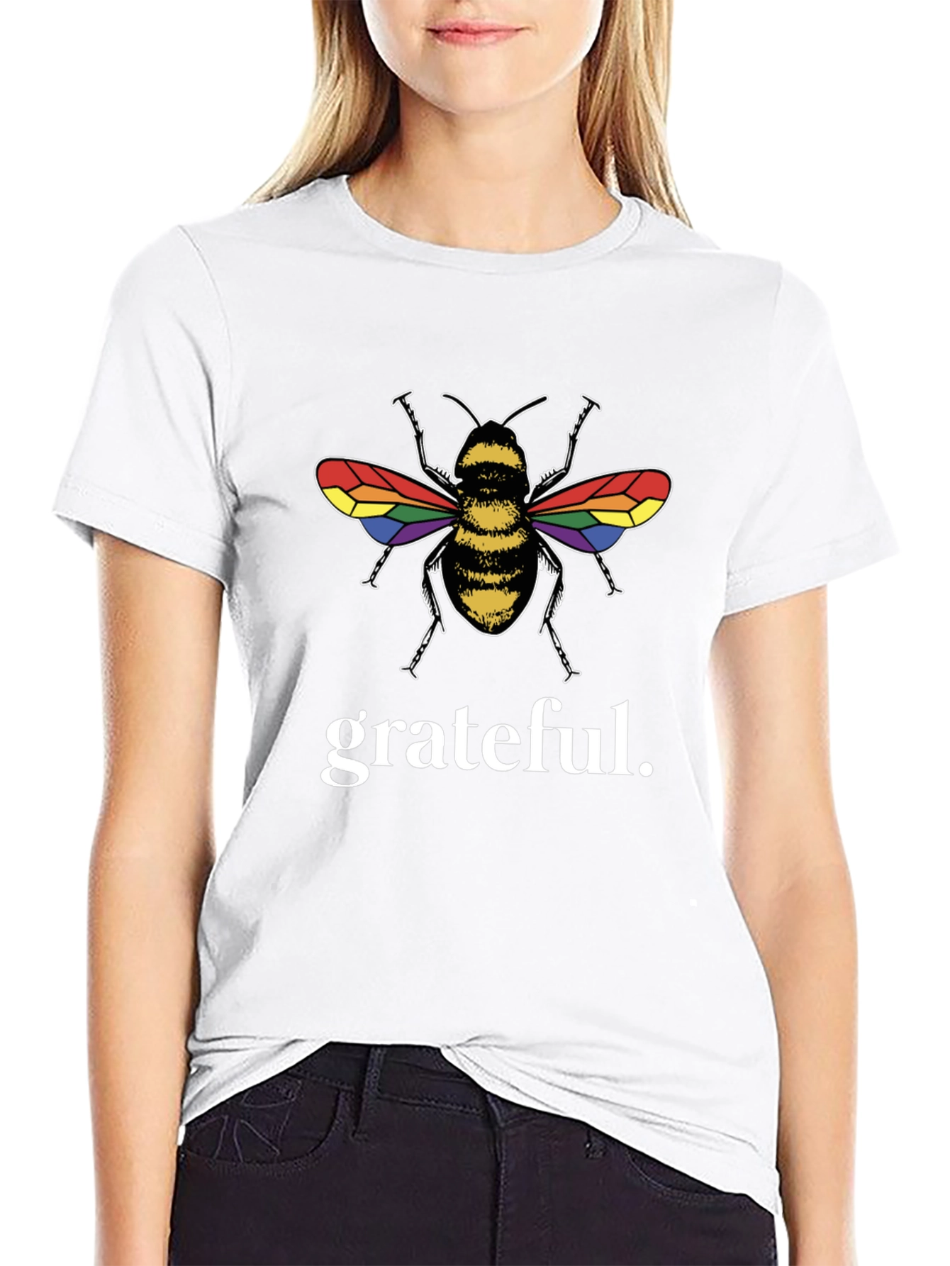 Grateful Bee LGBTQ+ Pride Black T-Shirt