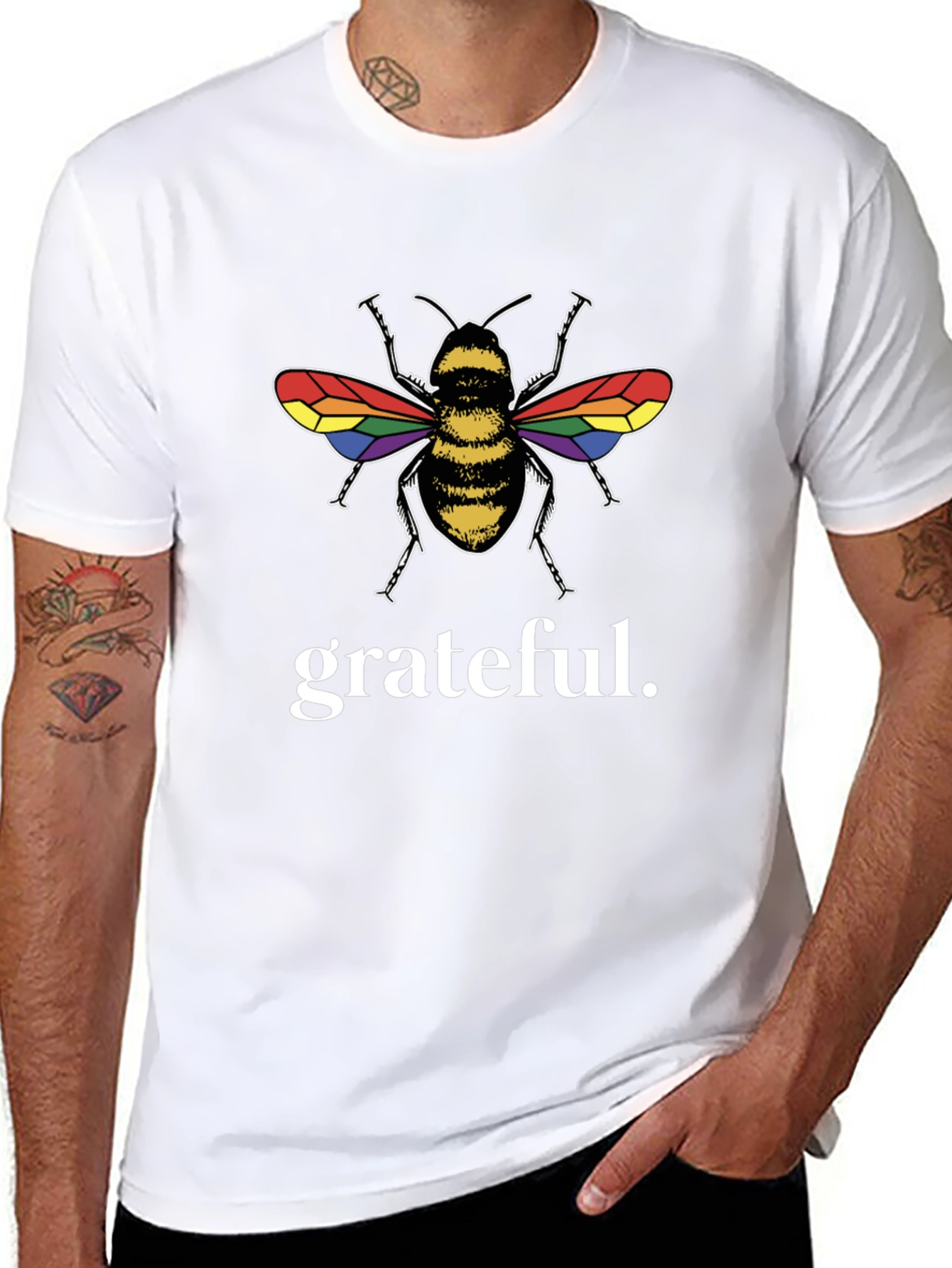 Grateful Bee LGBTQ+ Pride Black T-Shirt