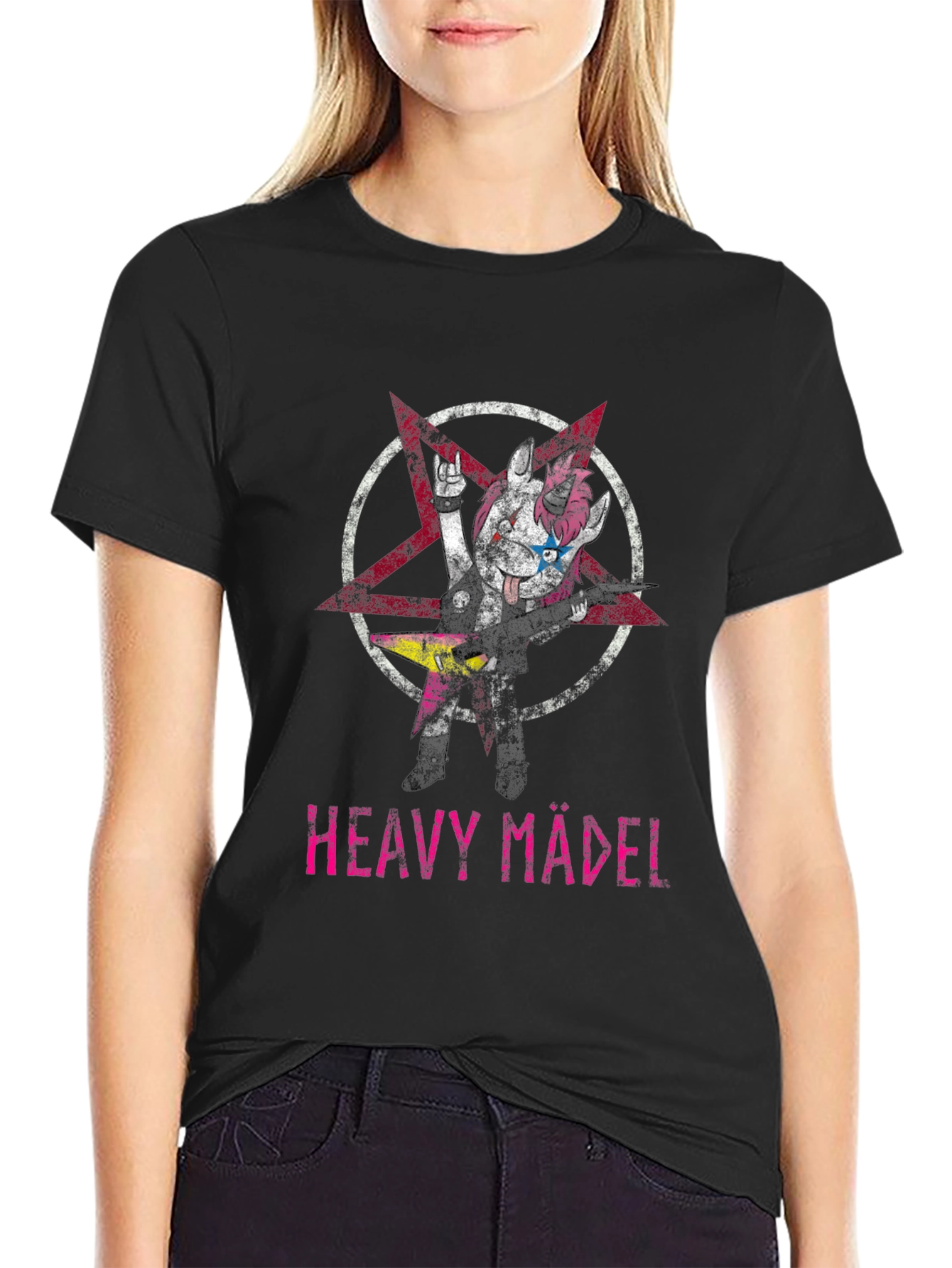 Heavy Mädel Graphic Tee - Black Unisex T-Shirt