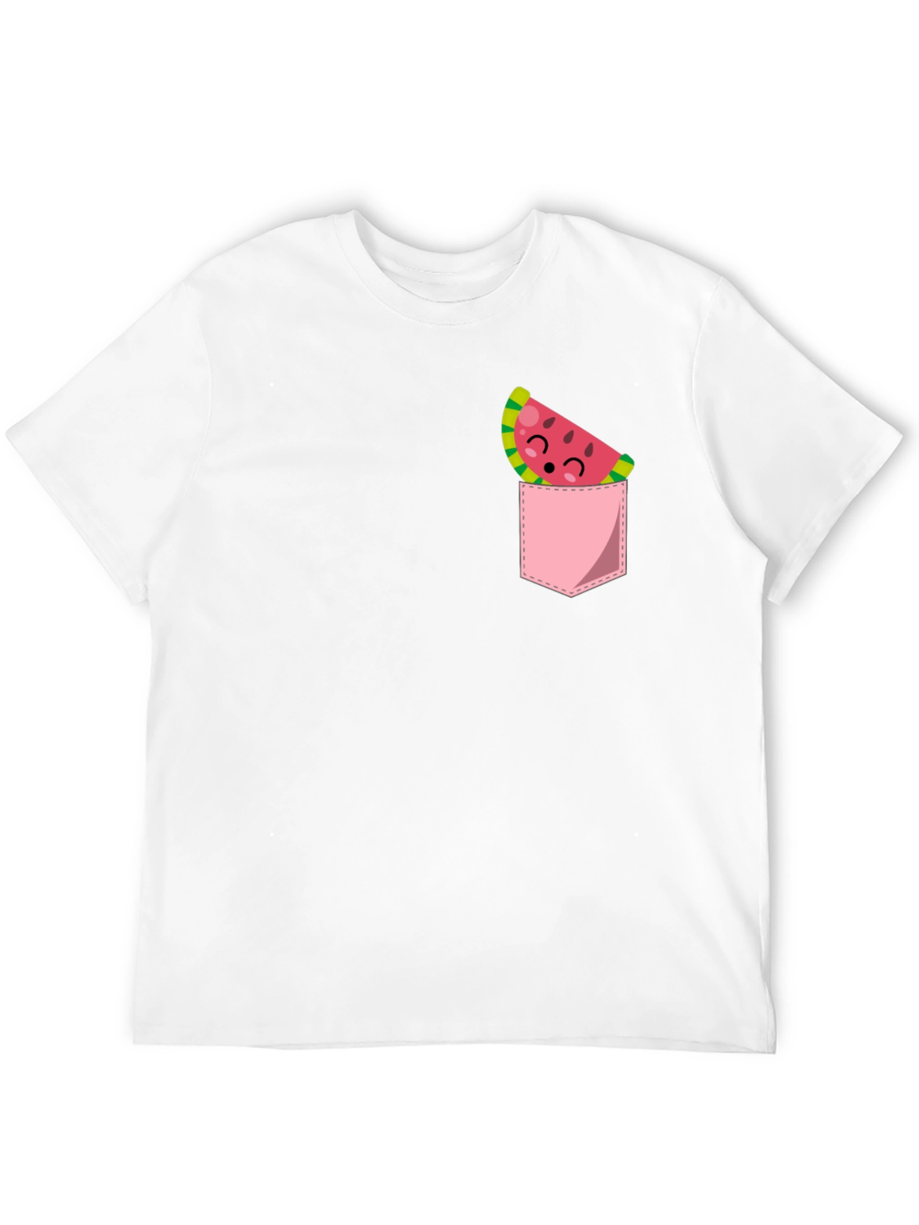 Cute Watermelon Pocket Black T-Shirt