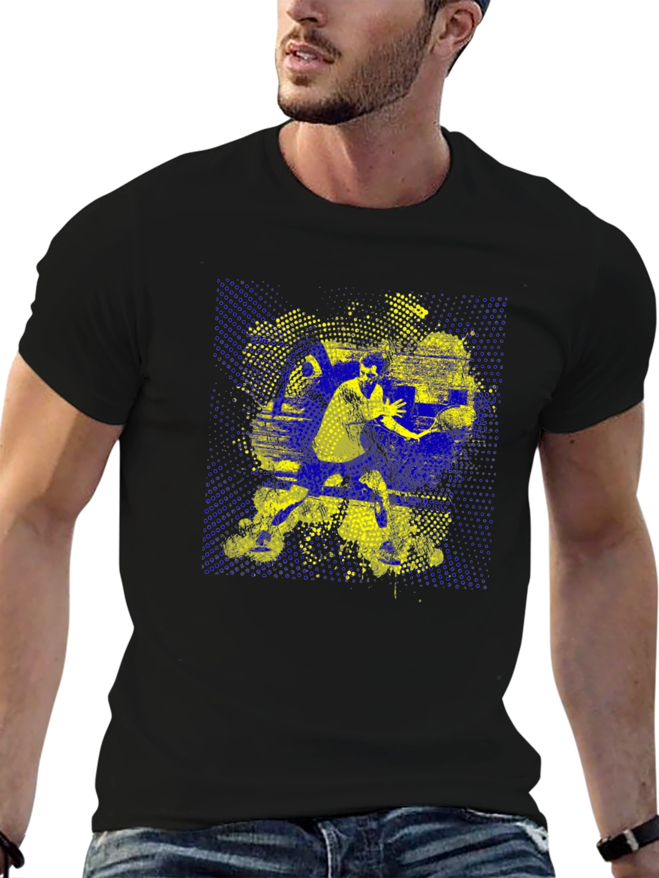 Tennis Player Graphic Tee - Black