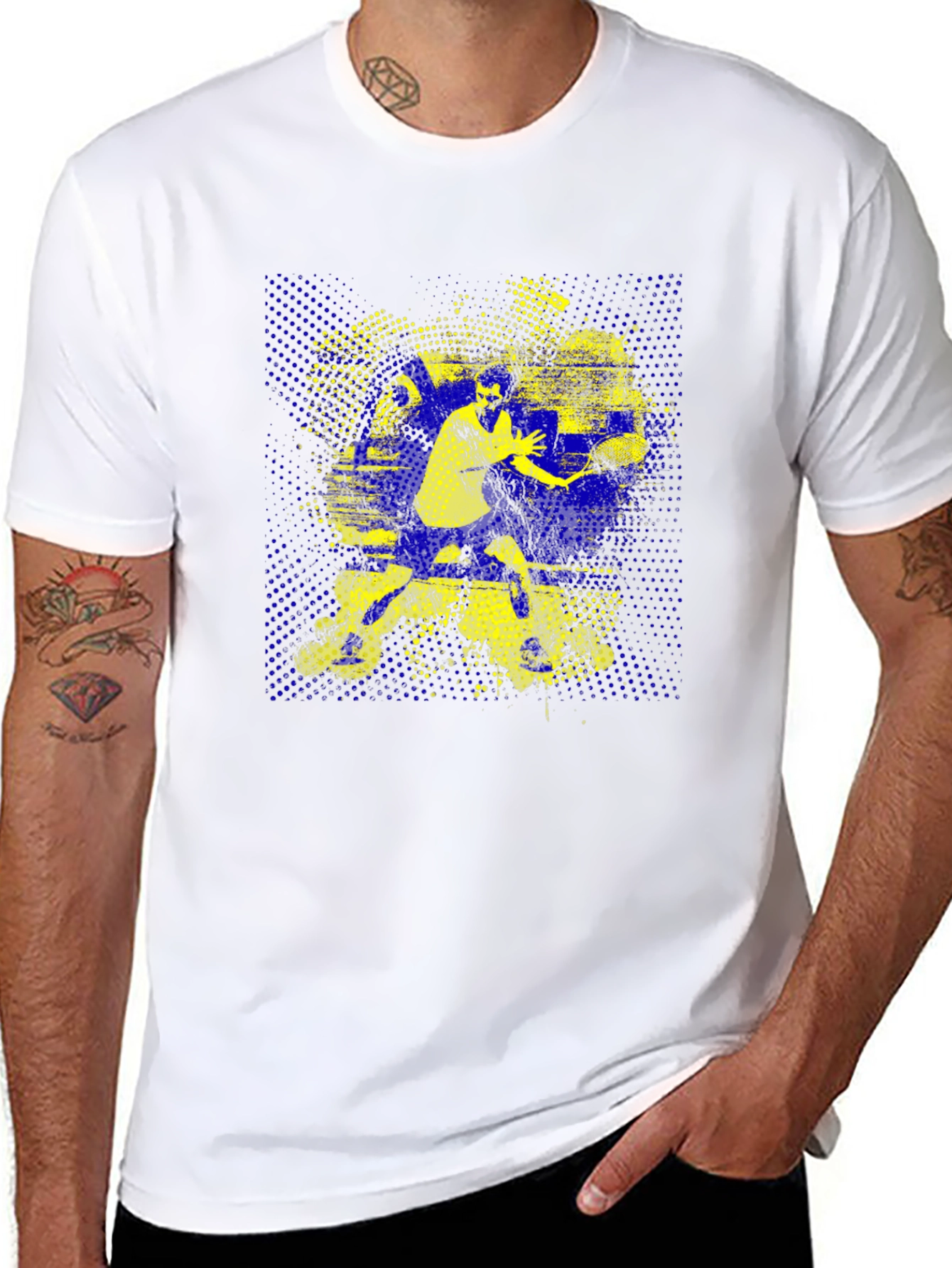 Tennis Player Graphic Tee - Black