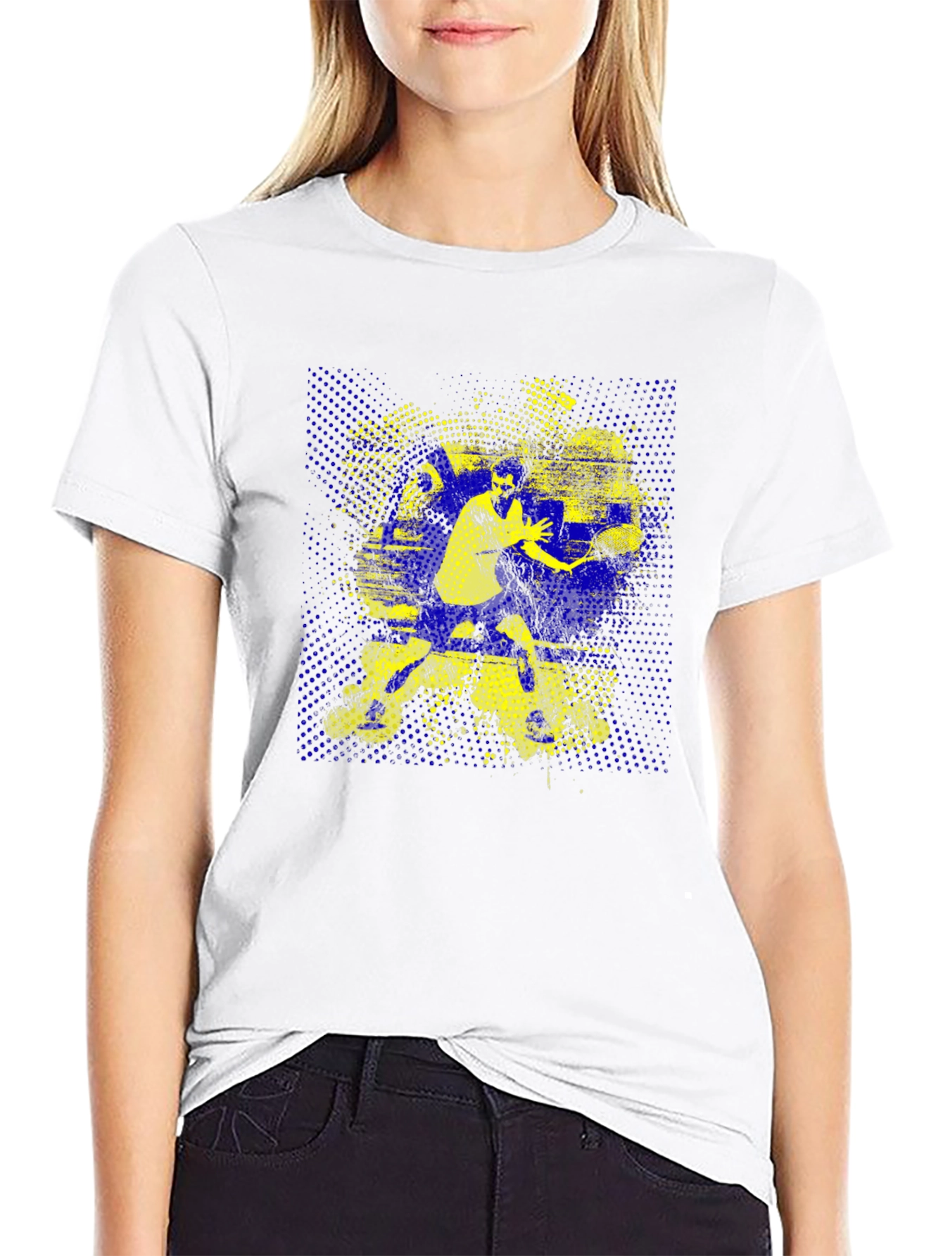 Tennis Player Graphic Tee - Black