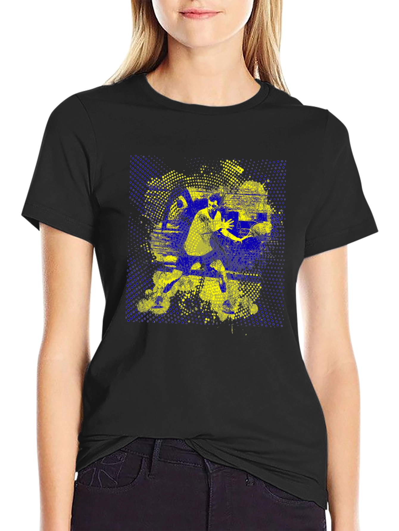 Tennis Player Graphic Tee - Black