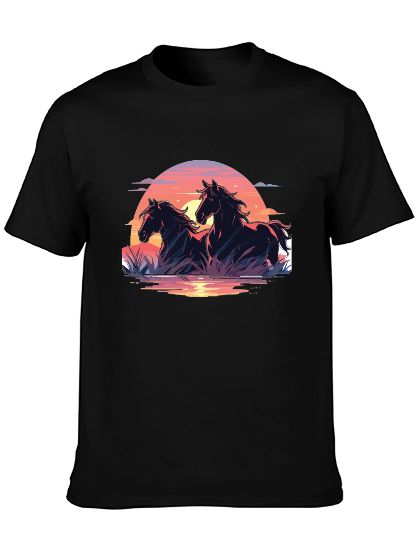 Black Horse Sunset Graphic Tee