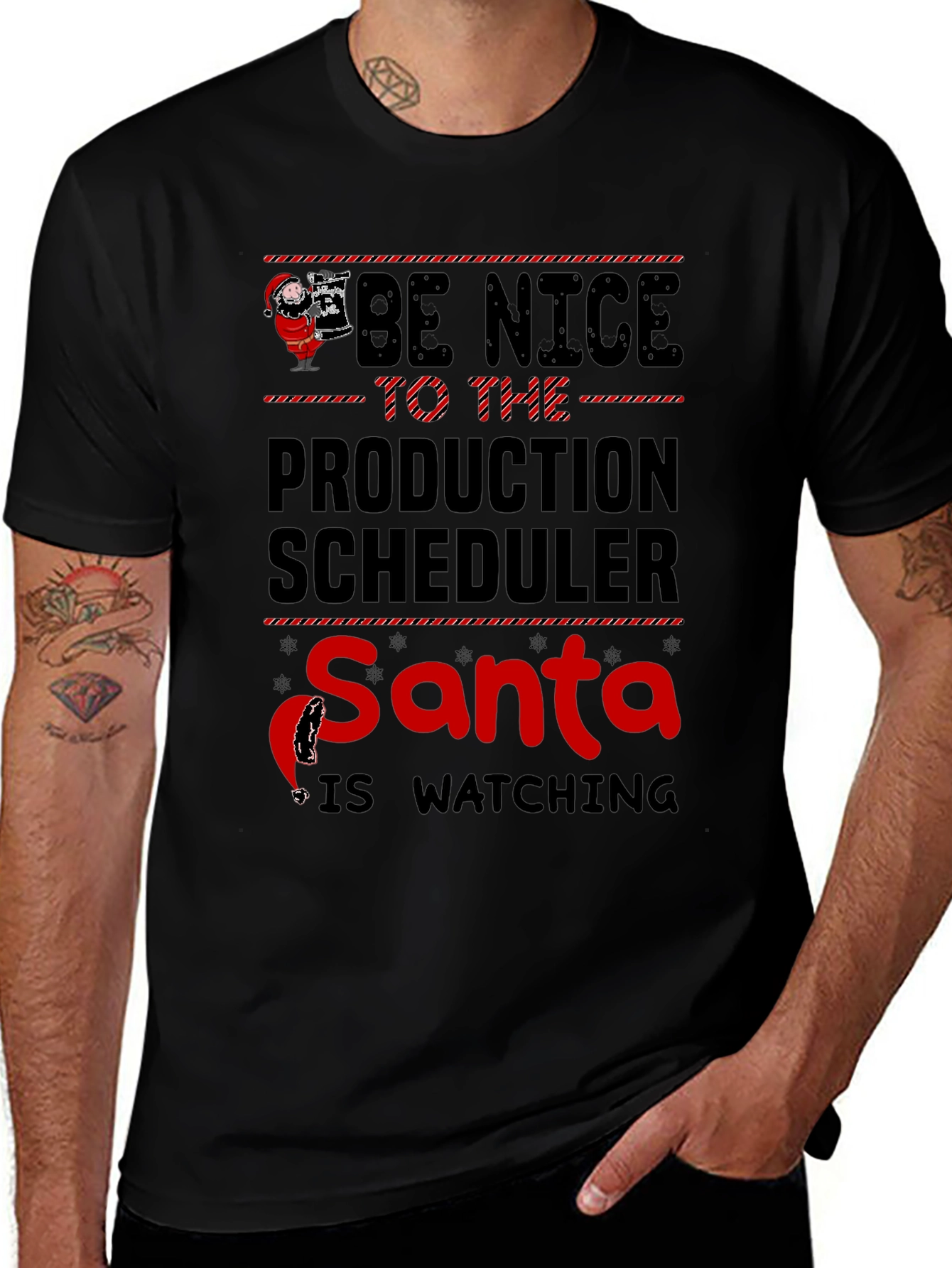 Funny Santa Production Scheduler Christmas T-Shirt