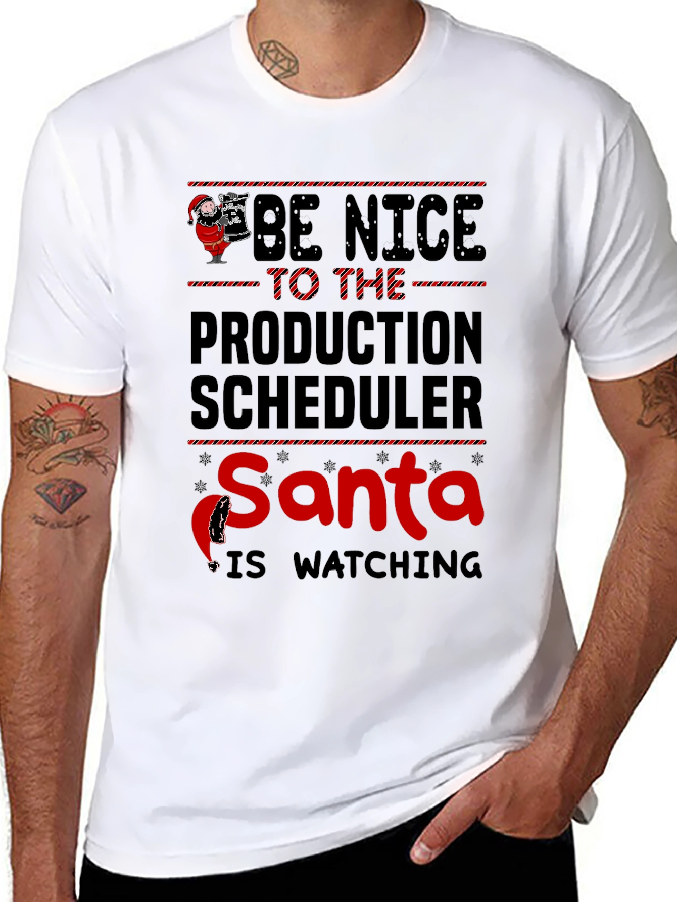 Funny Santa Production Scheduler Christmas T-Shirt