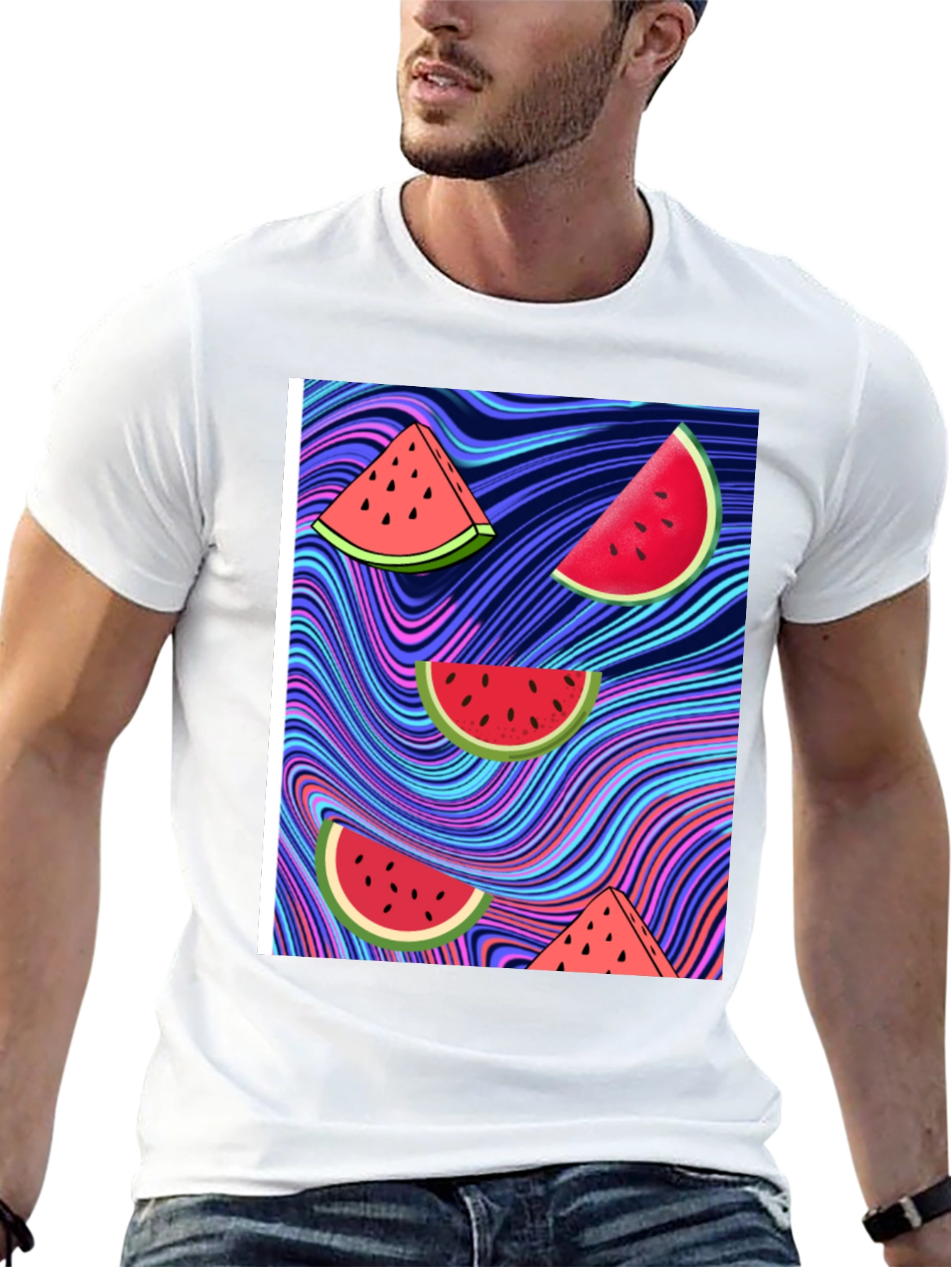 Watermelon Slice Graphic Black T-Shirt