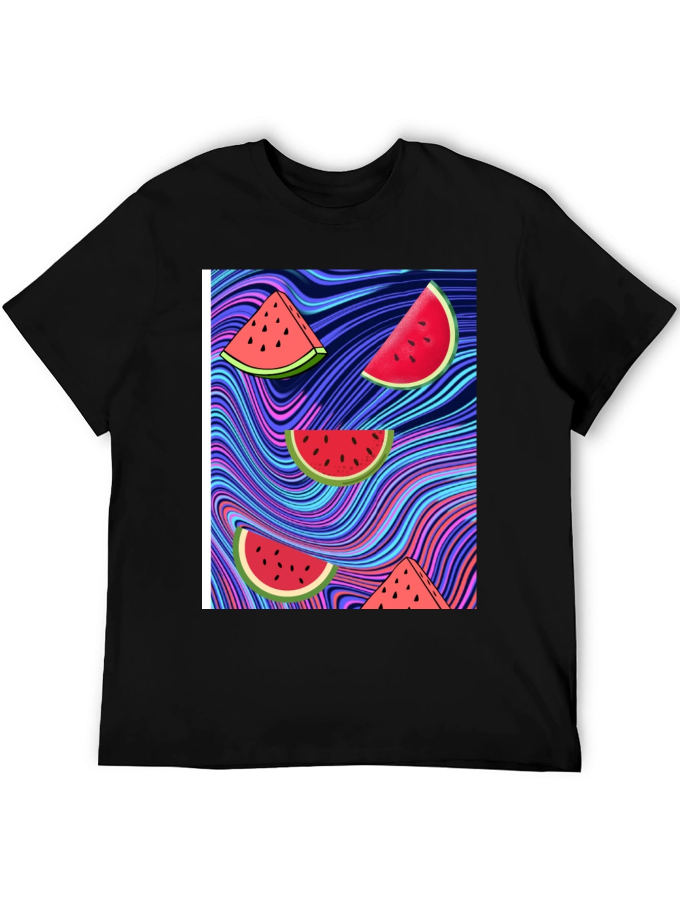 Watermelon Slice Graphic Black T-Shirt