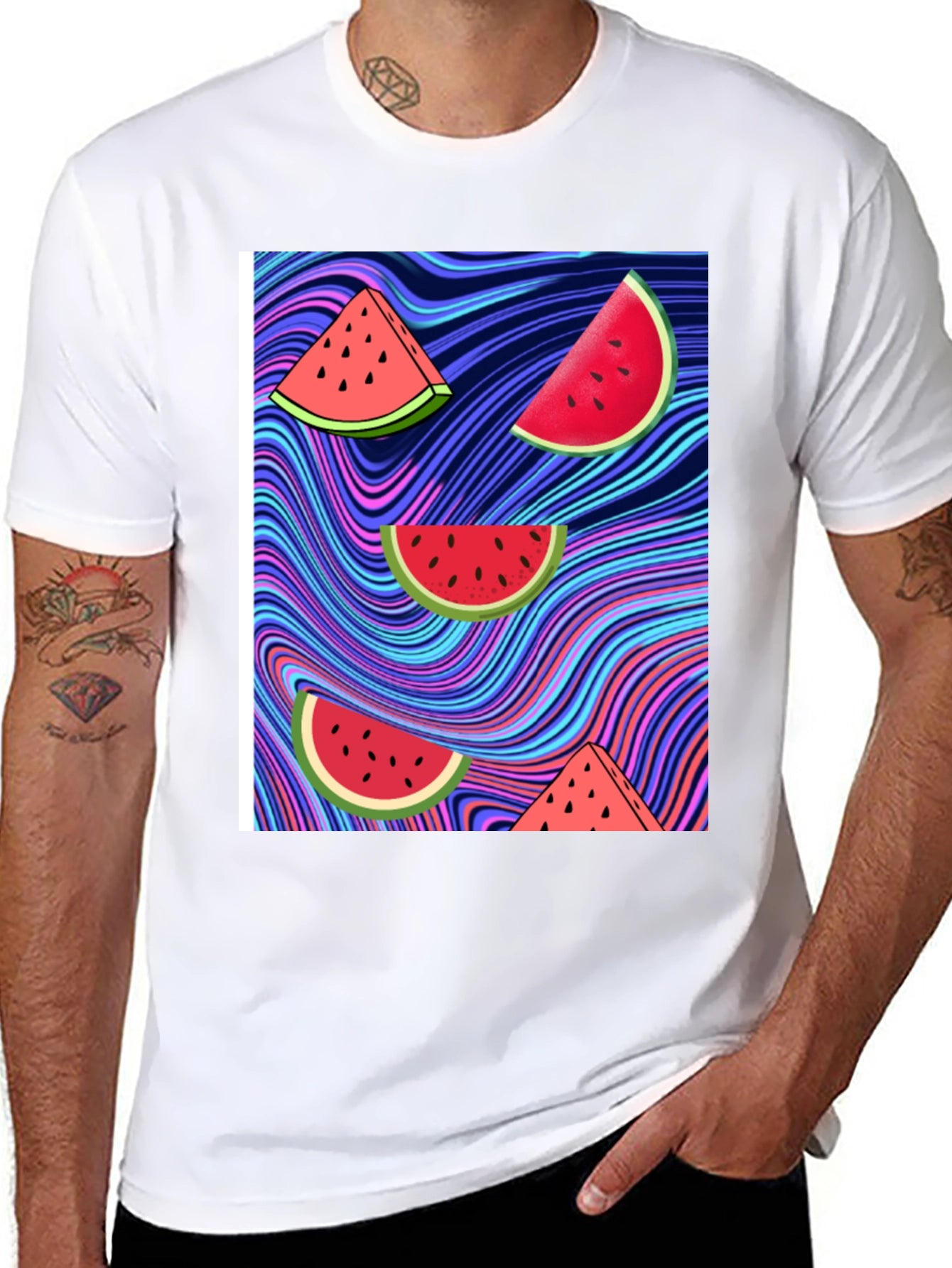 Watermelon Slice Graphic Black T-Shirt
