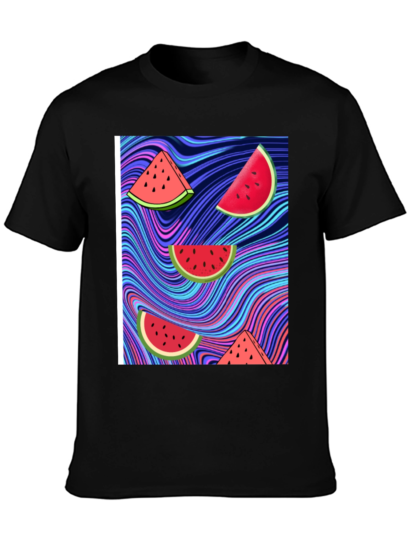 Watermelon Slice Graphic Black T-Shirt