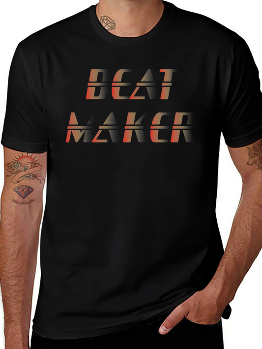 Beat Maker Graphic Tee - Black Cotton Blend T-Shirt