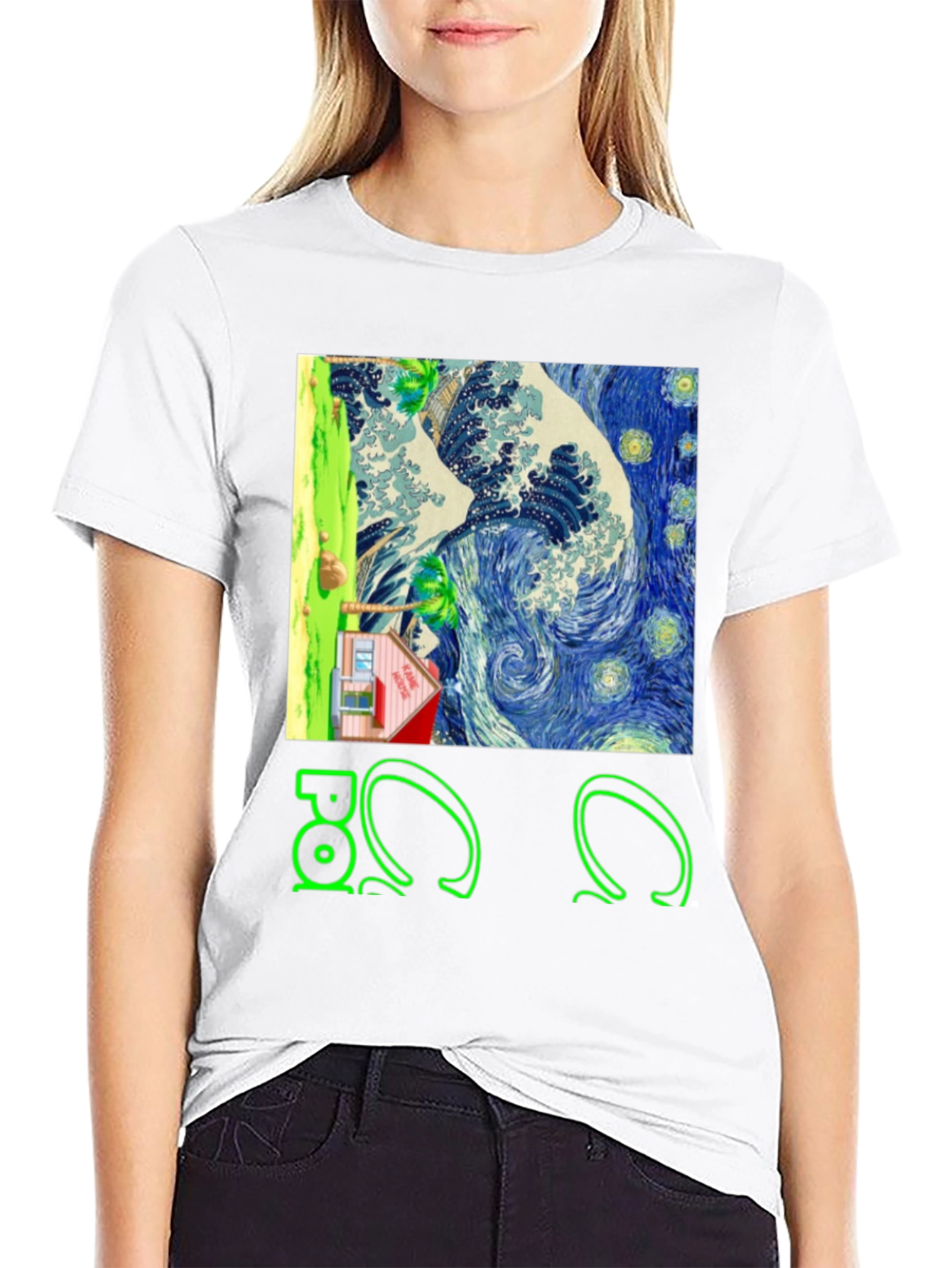 Artistic Graphic Tee - Wave & House
