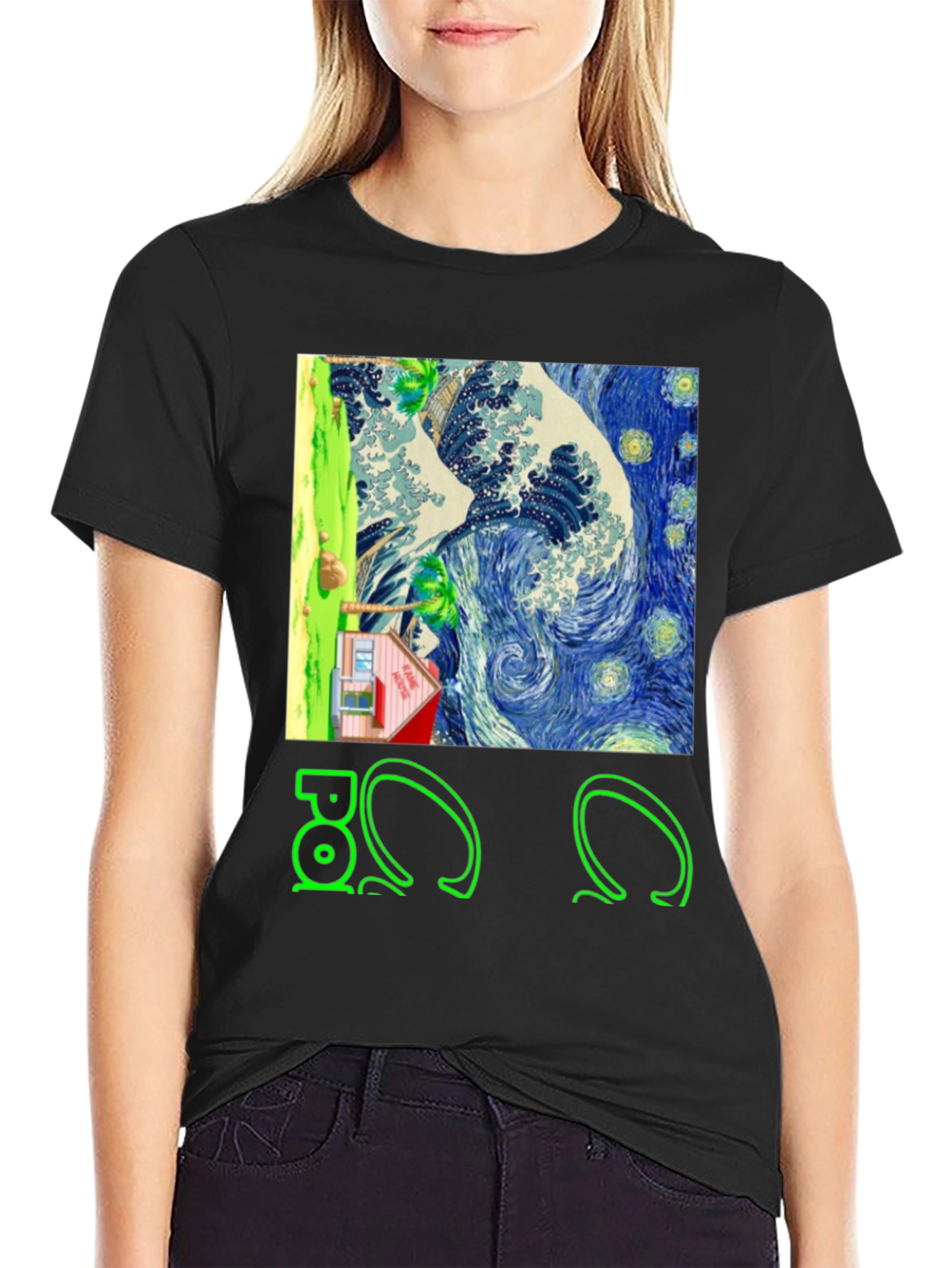 Artistic Graphic Tee - Wave & House