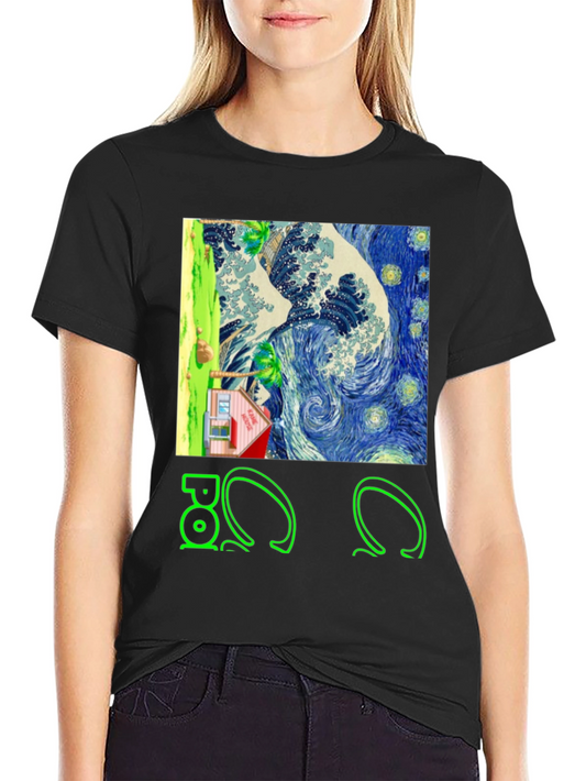 Artistic Graphic Tee - Wave & House
