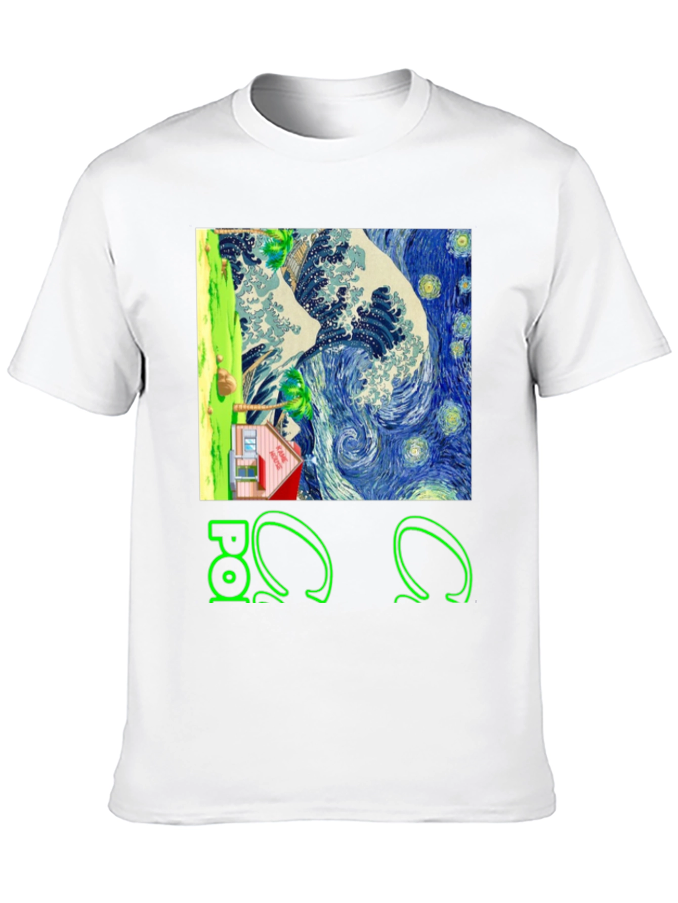 Artistic Graphic Tee - Wave & House