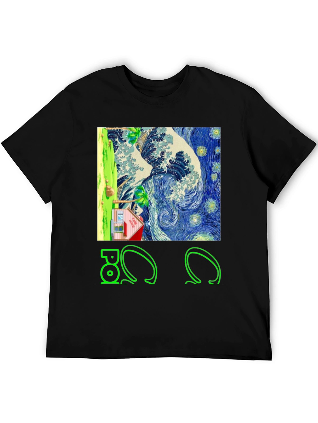 Artistic Graphic Tee - Wave & House