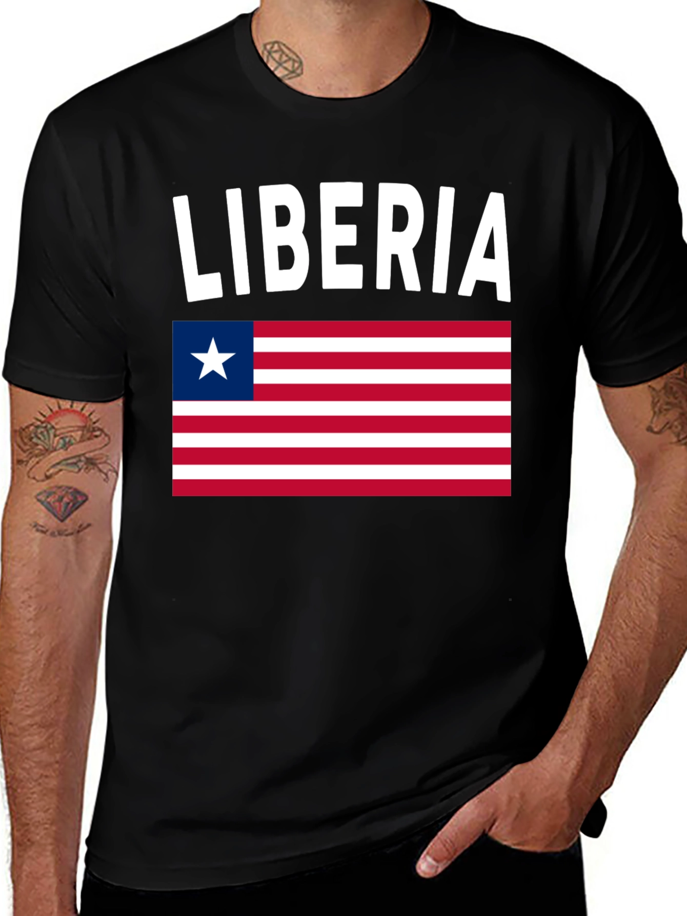 Liberia Flag T-Shirt - Black Pride Tee