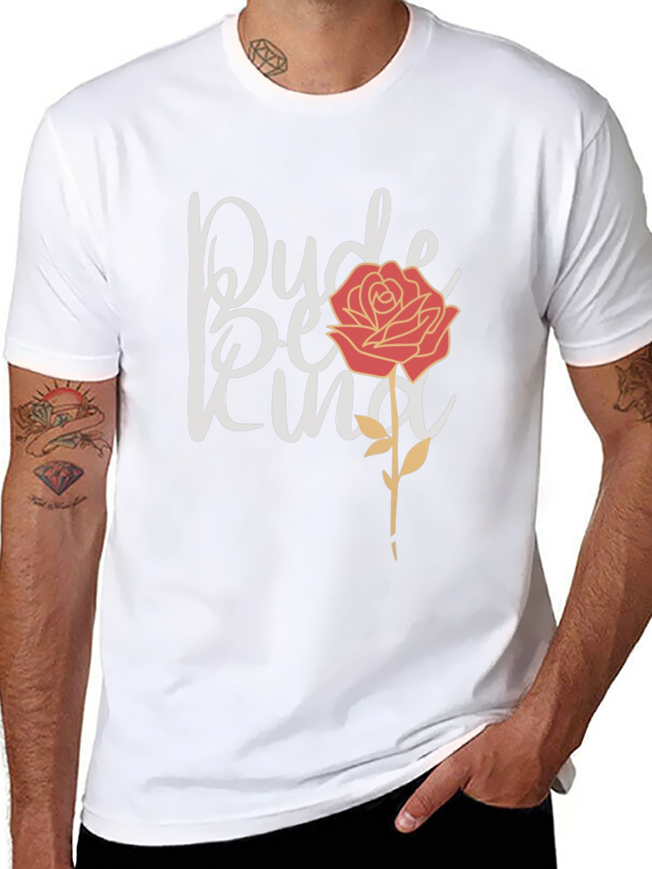 Dude Be Kind Rose Graphic Tee - Black
