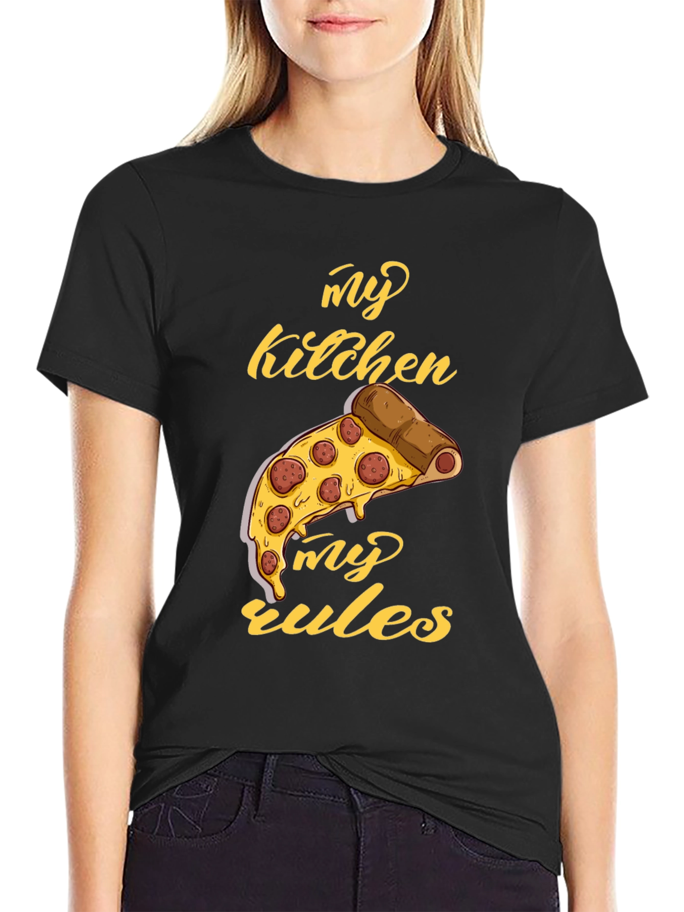 My Kitchen My Rules Pizza Graphic T-Shirt