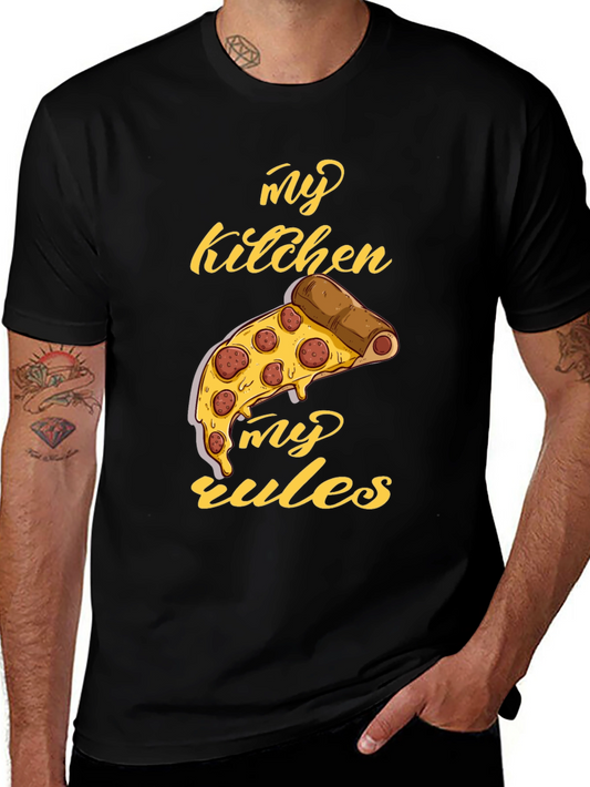 My Kitchen My Rules Pizza Graphic T-Shirt