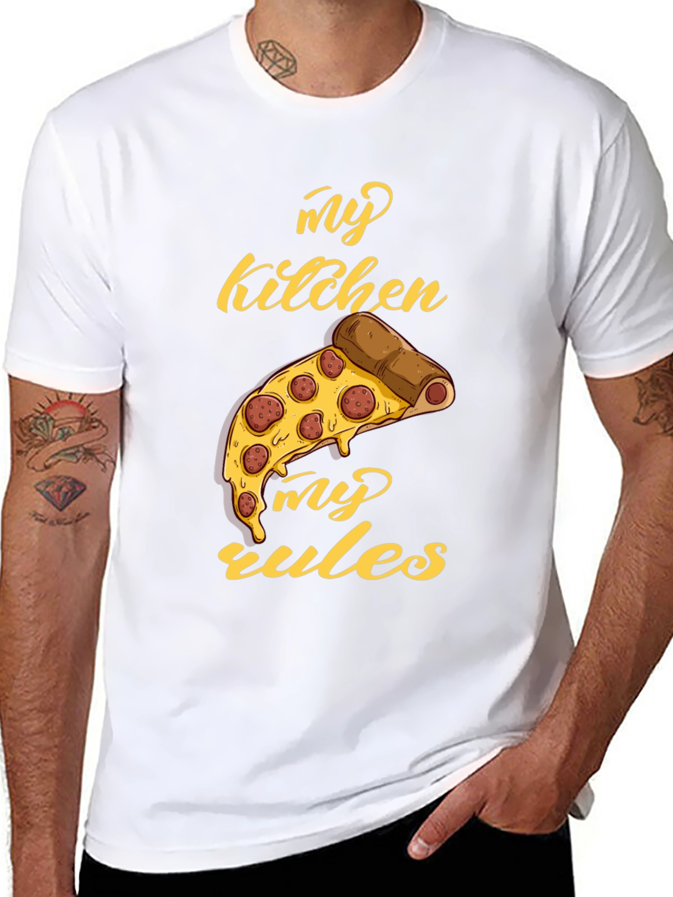 My Kitchen My Rules Pizza Graphic T-Shirt