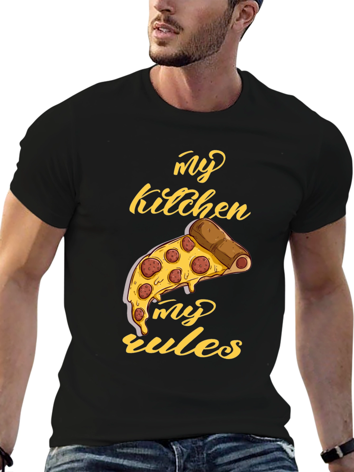 My Kitchen My Rules Pizza Graphic T-Shirt