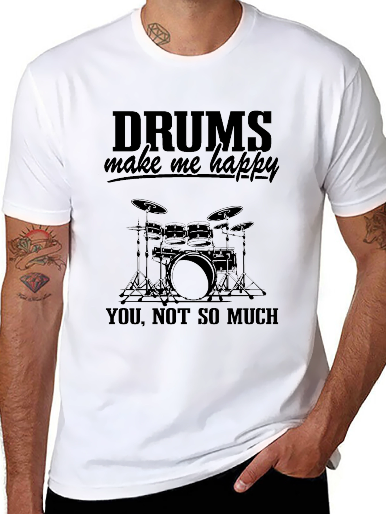 Drums Make Me Happy T-Shirt - Black
