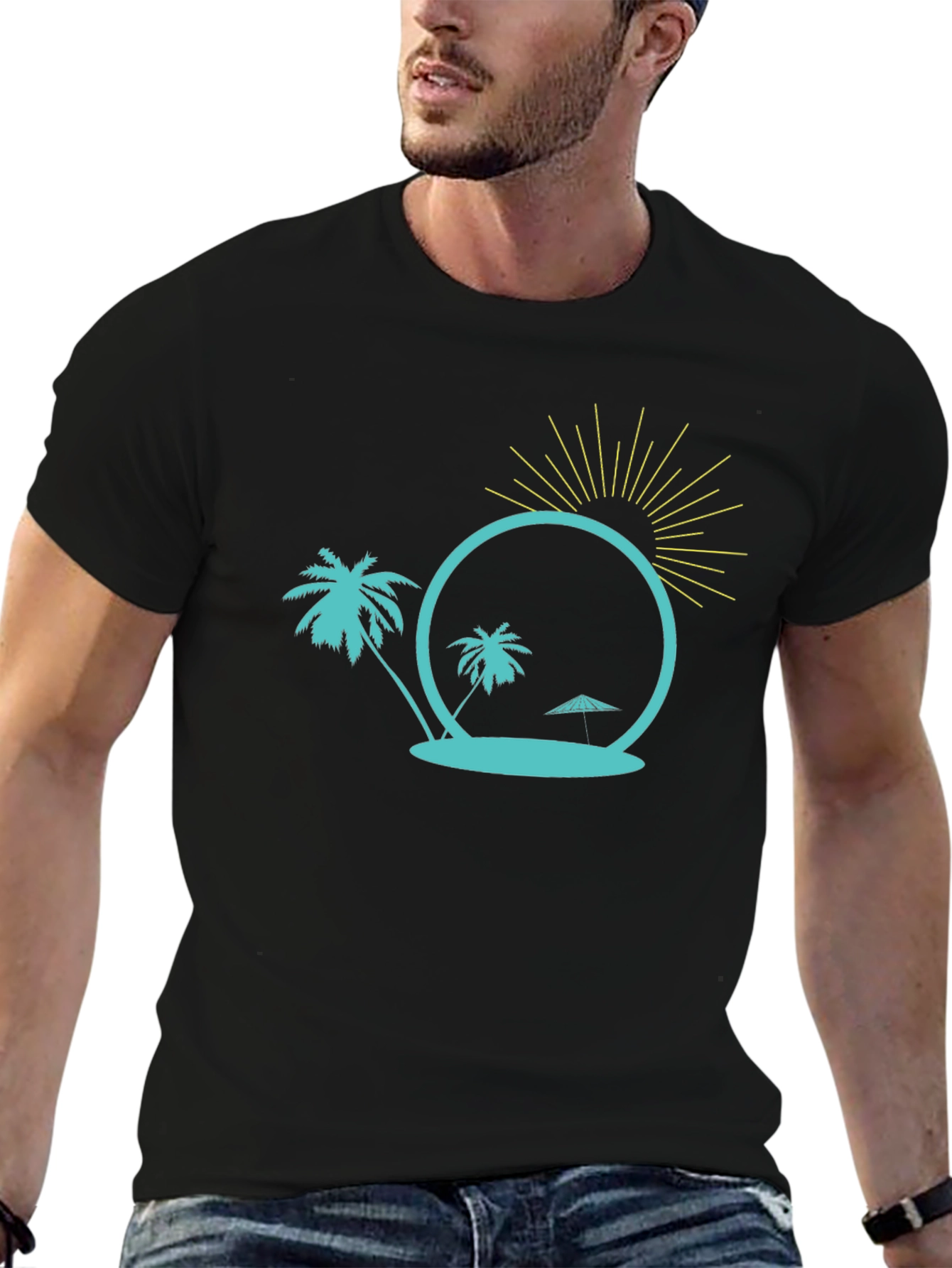 Tropical Island Graphic Tee - Black