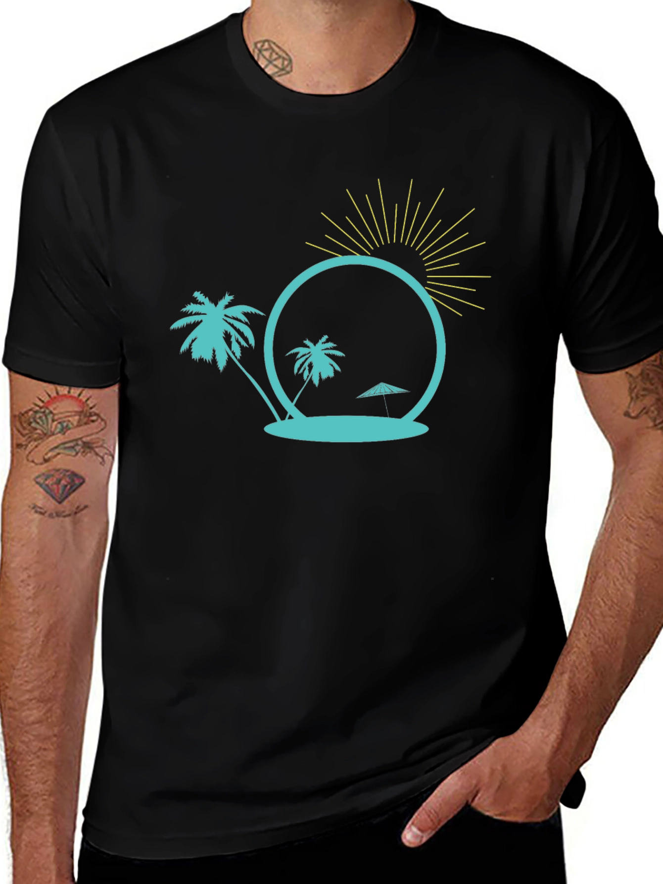 Tropical Island Graphic Tee - Black