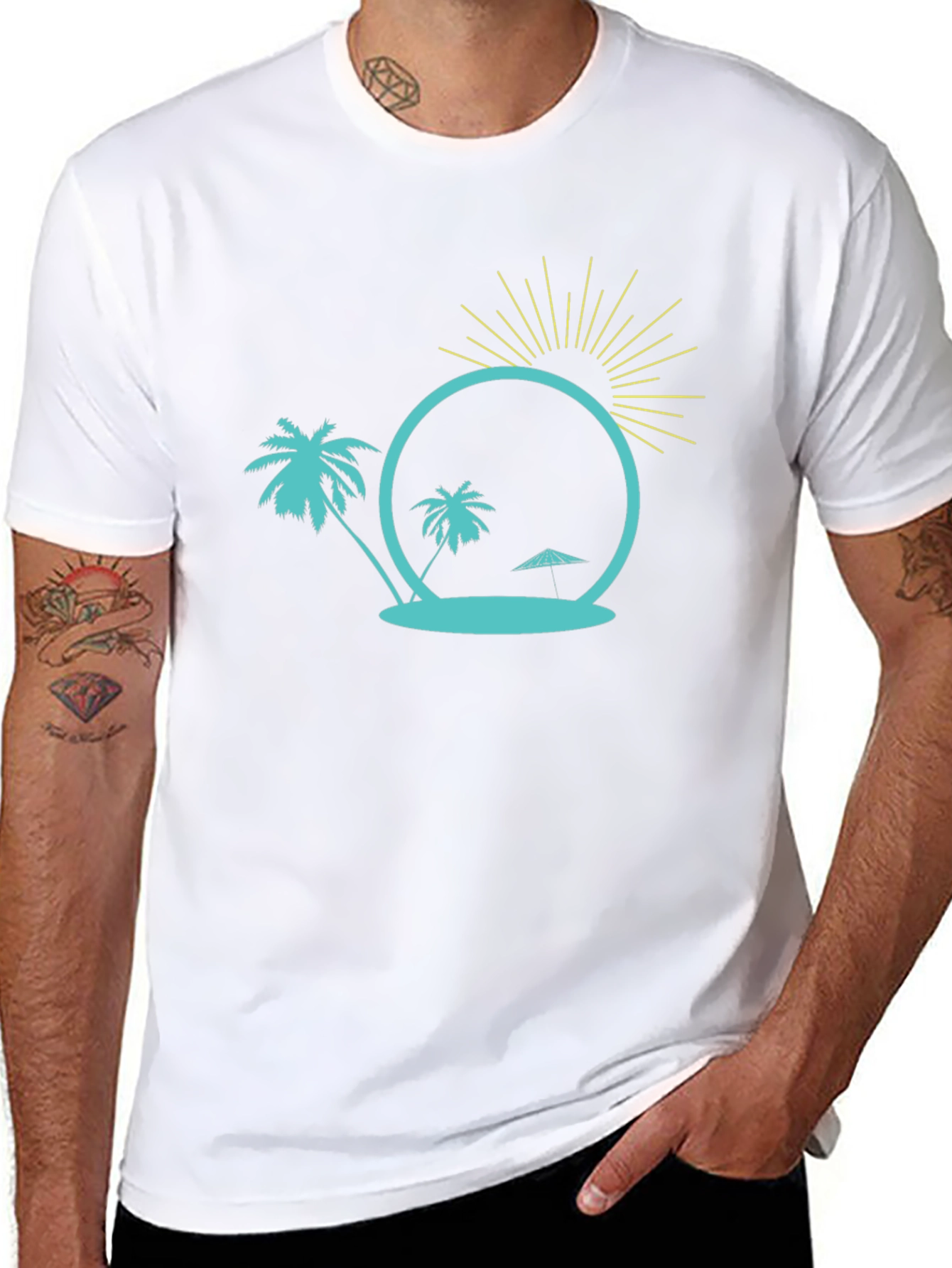 Tropical Island Graphic Tee - Black