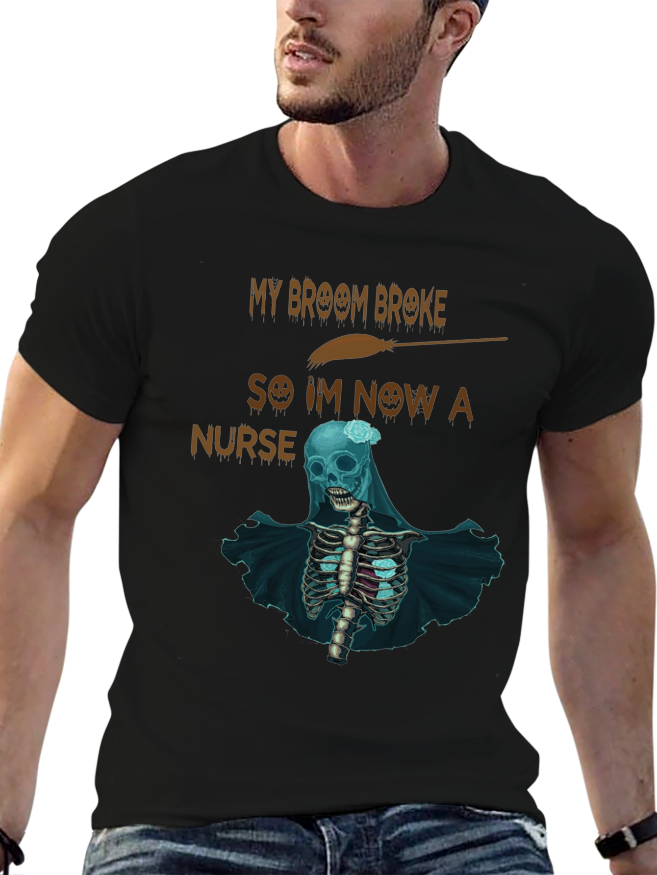 My Broom Broke Nurse Skeleton T-Shirt