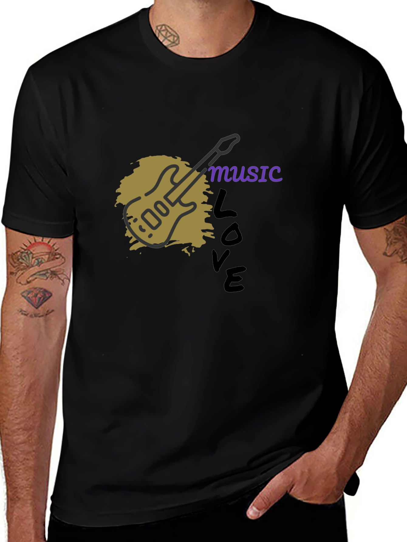 Music Love Guitar Graphic T-Shirt