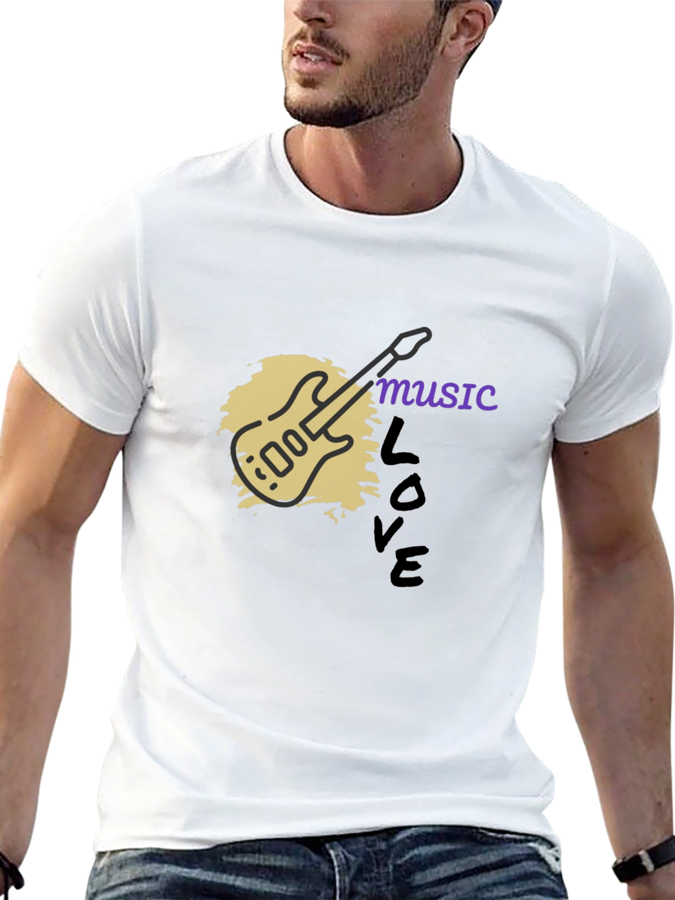 Music Love Guitar Graphic T-Shirt