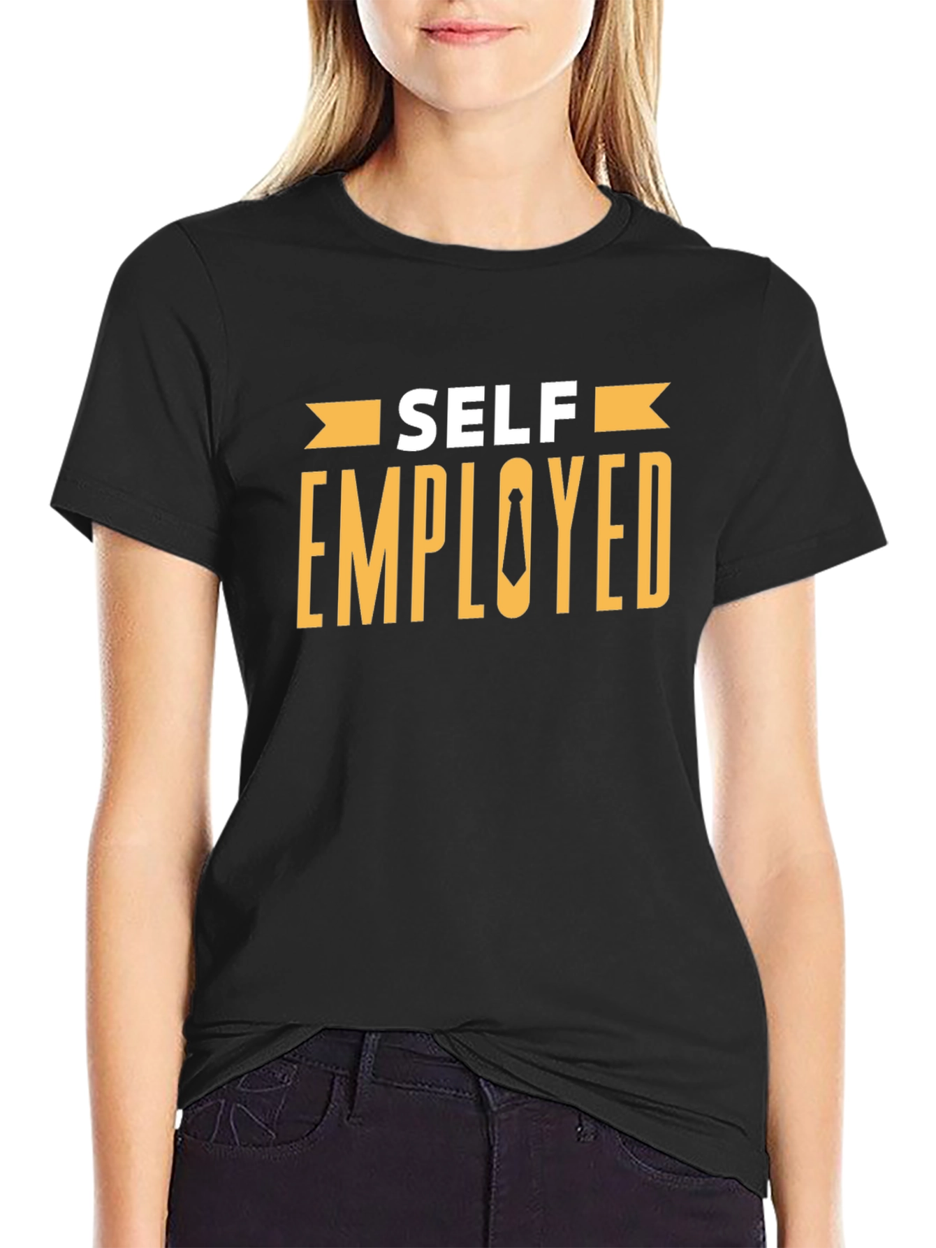 Self Employed T-Shirt - Black Cotton Blend Casual Tee