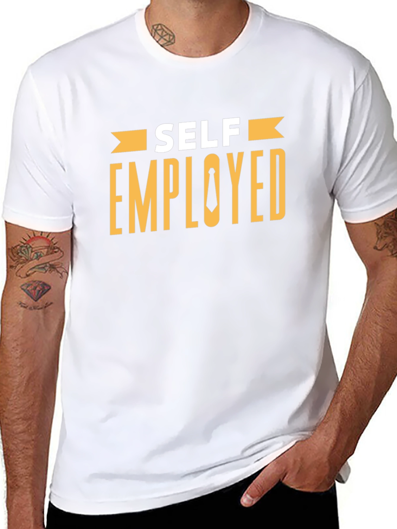 Self Employed T-Shirt - Black Cotton Blend Casual Tee